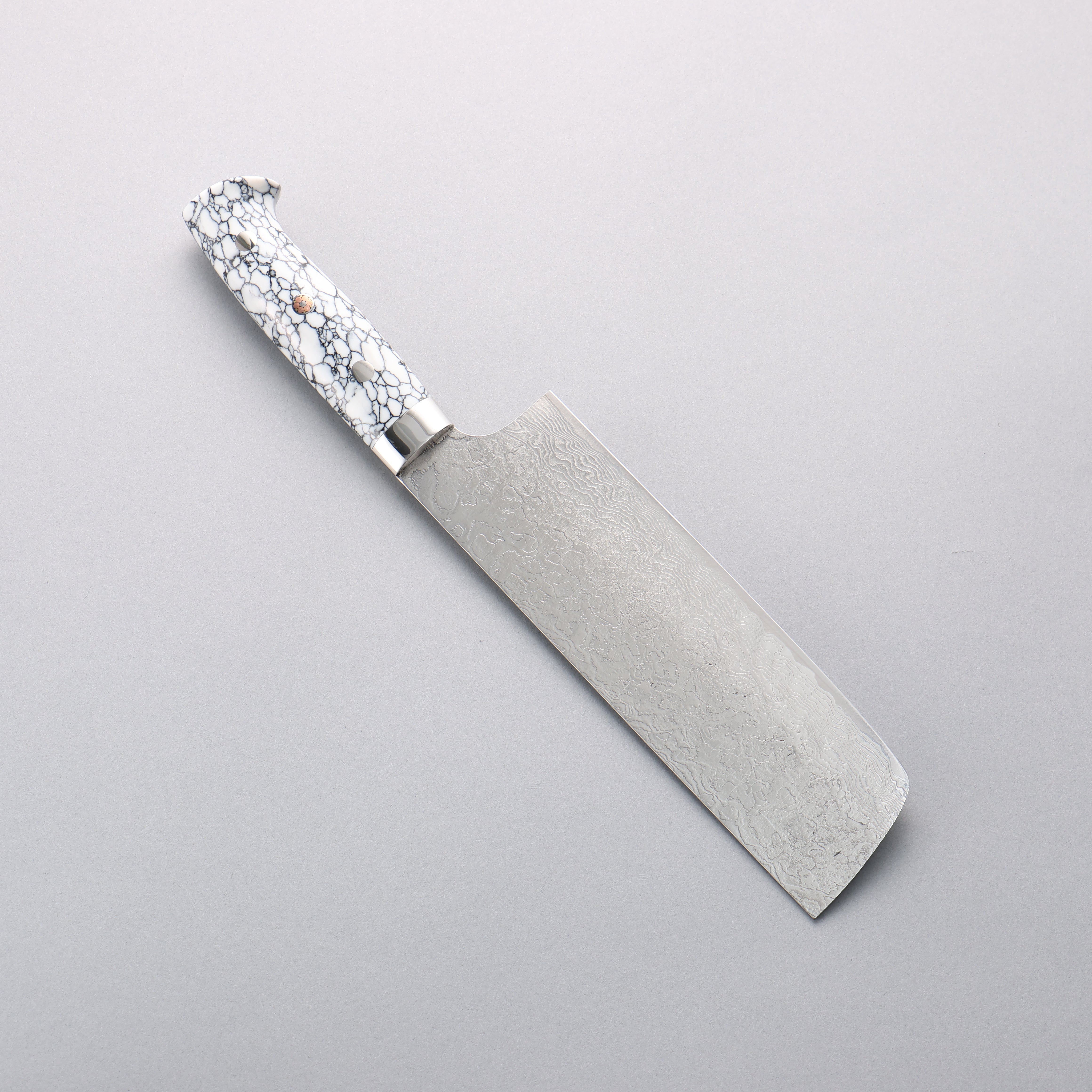 Takeshi Saji SG2 Diamond Finish Damascus Nakiri 165mm White Turquoise Handle - Seisuke Knife