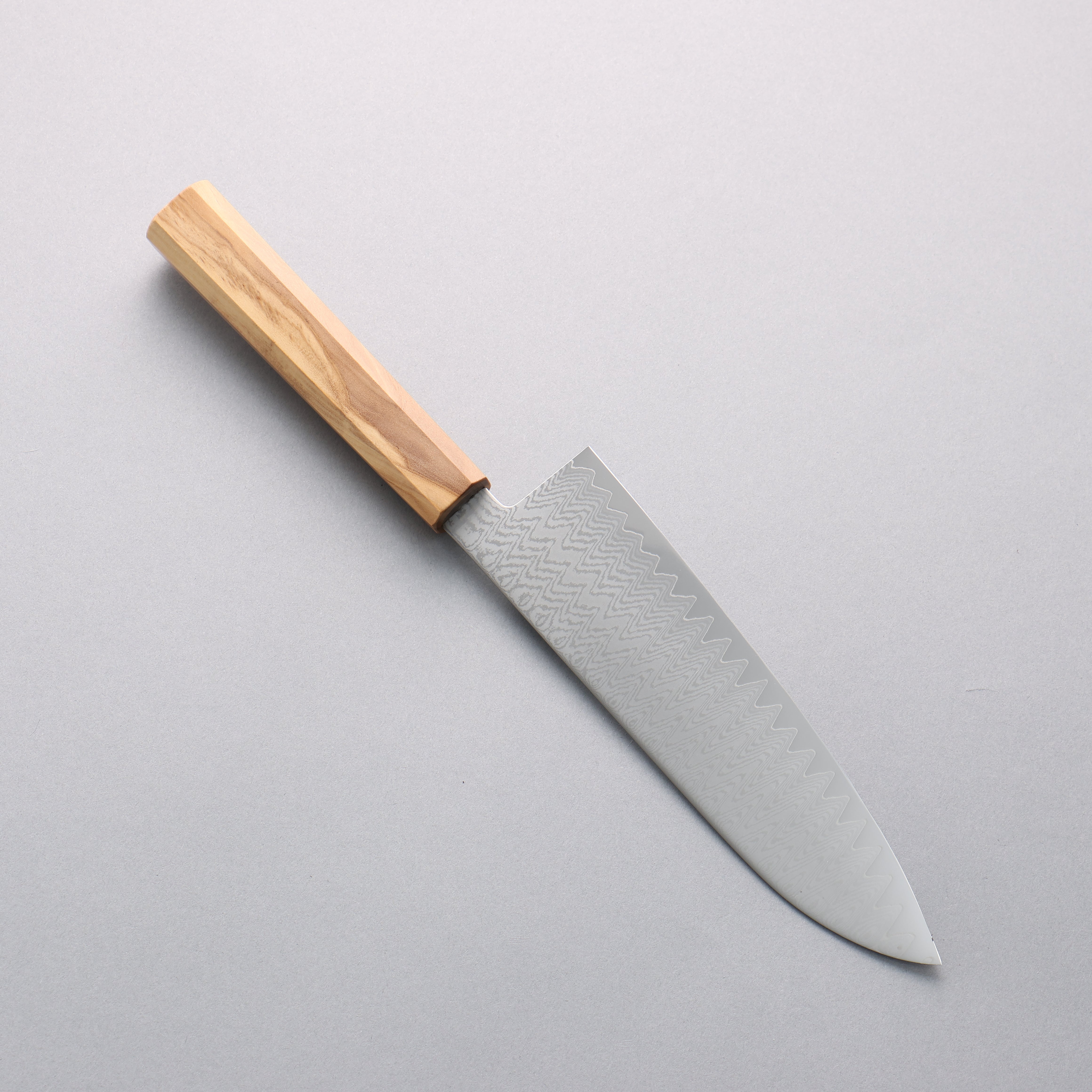 Kanjyo VG10 Damascus Santoku 180mm Olive Wood Handle - Seisuke Knife