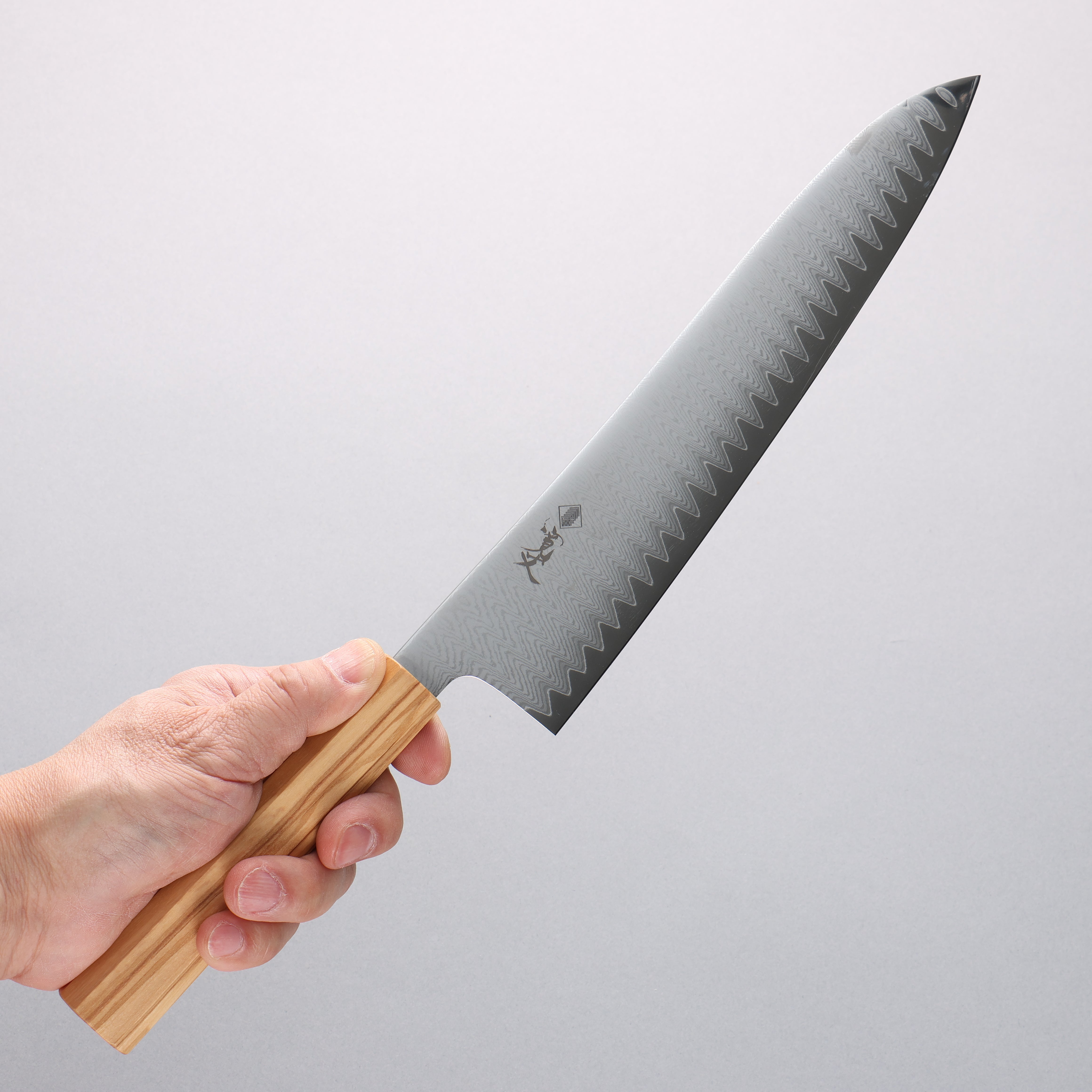 Kanjyo VG10 Damascus Gyuto 240mm Olive Wood Handle - Seisuke Knife