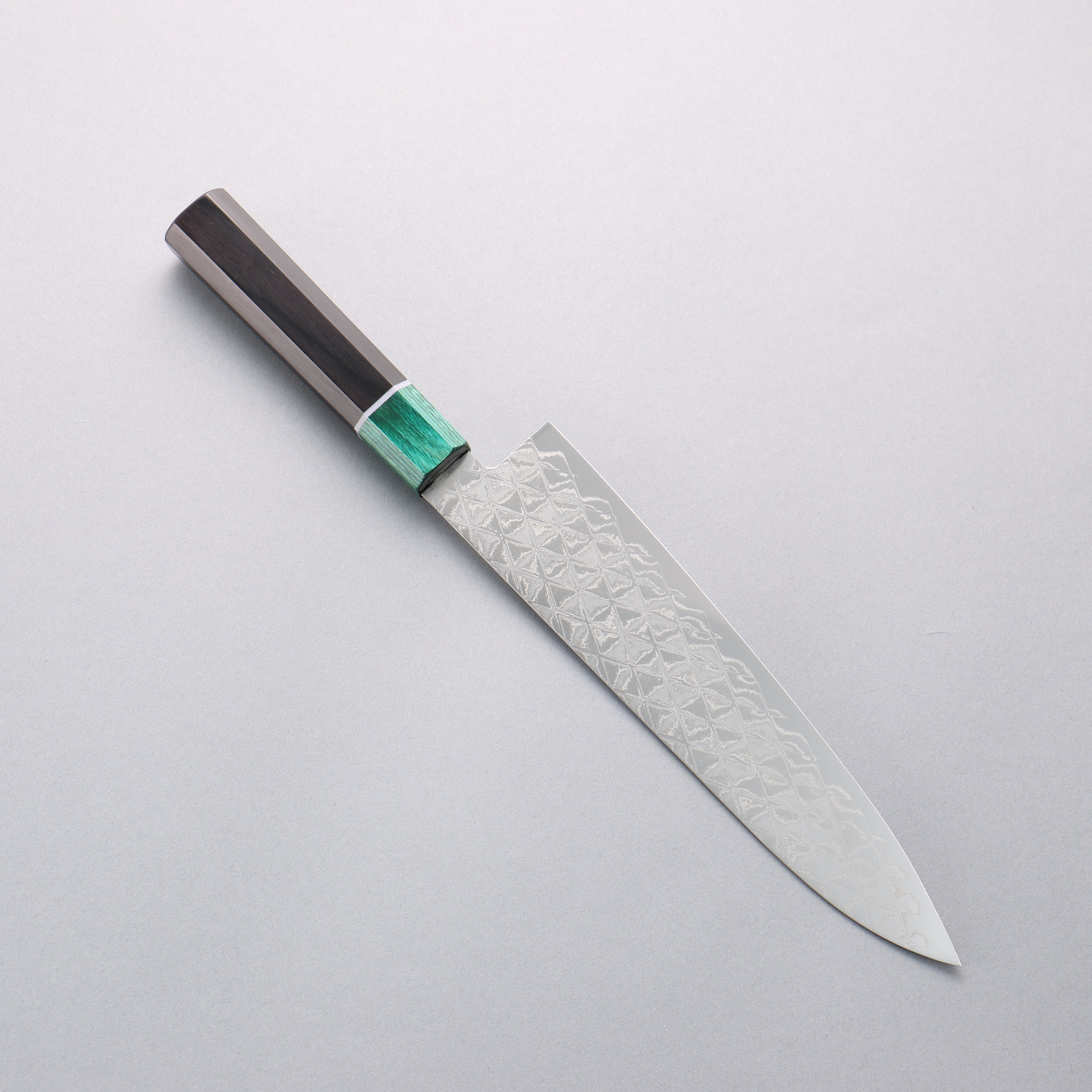 Seisuke AUS10 Mirror Crossed Gyuto 210mm Black Pakka wood(ferrule: Green Pakka wood) Handle - Seisuke Knife