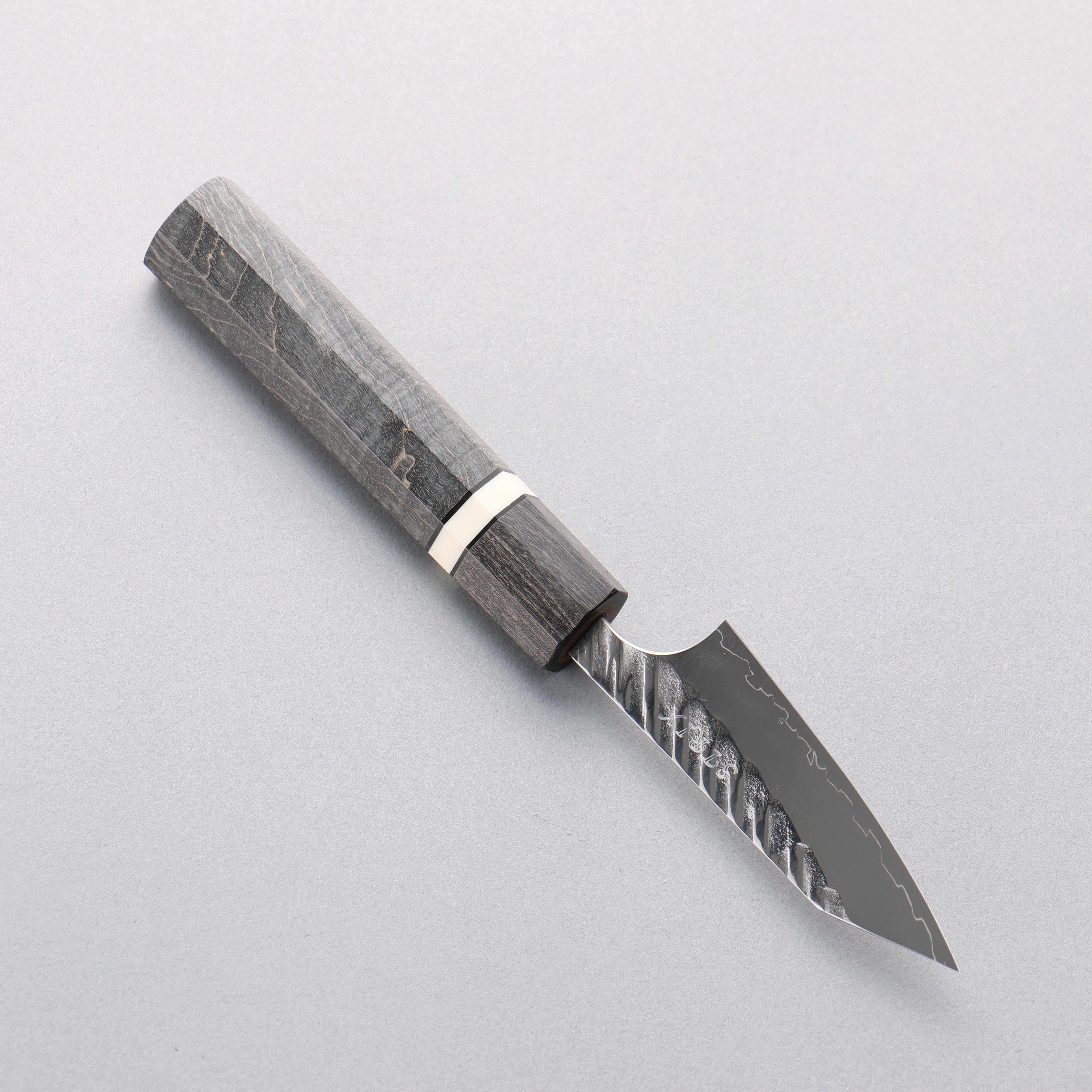 Yoshimi Kato SPG STRIX V-Hammered Kiritsuke Petty-Utility 80mm White Ring & Stabilized Wood Handle - Seisuke Knife
