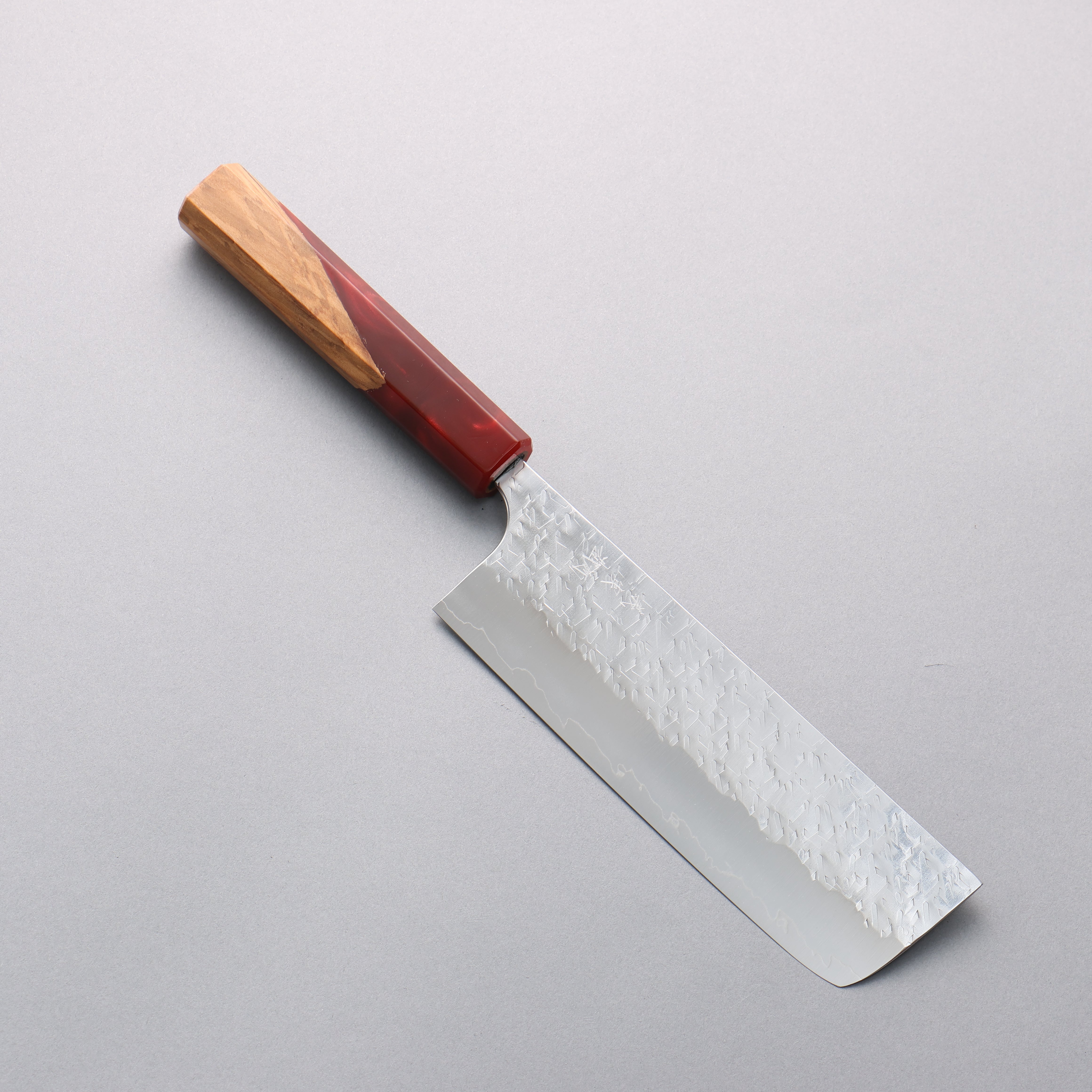 Yoshimi Kato Hyo SG2 Hammered Nakiri 165mm Olive Tree and Red Resin Handle - Seisuke Knife