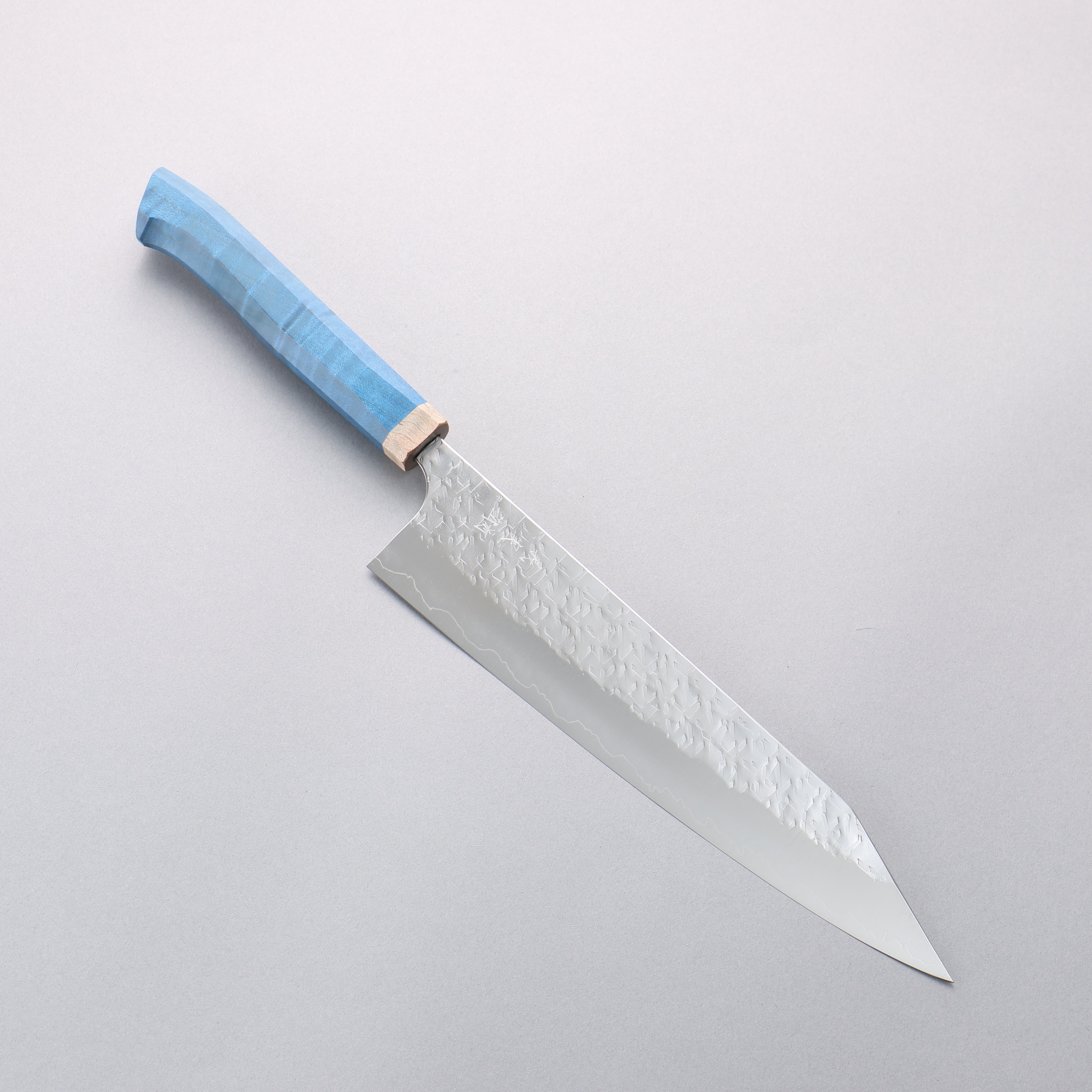 Yoshimi Kato Hyo SG2 Hammered Kiritsuke Gyuto 240mm Western style (blue) Handle - Seisuke Knife