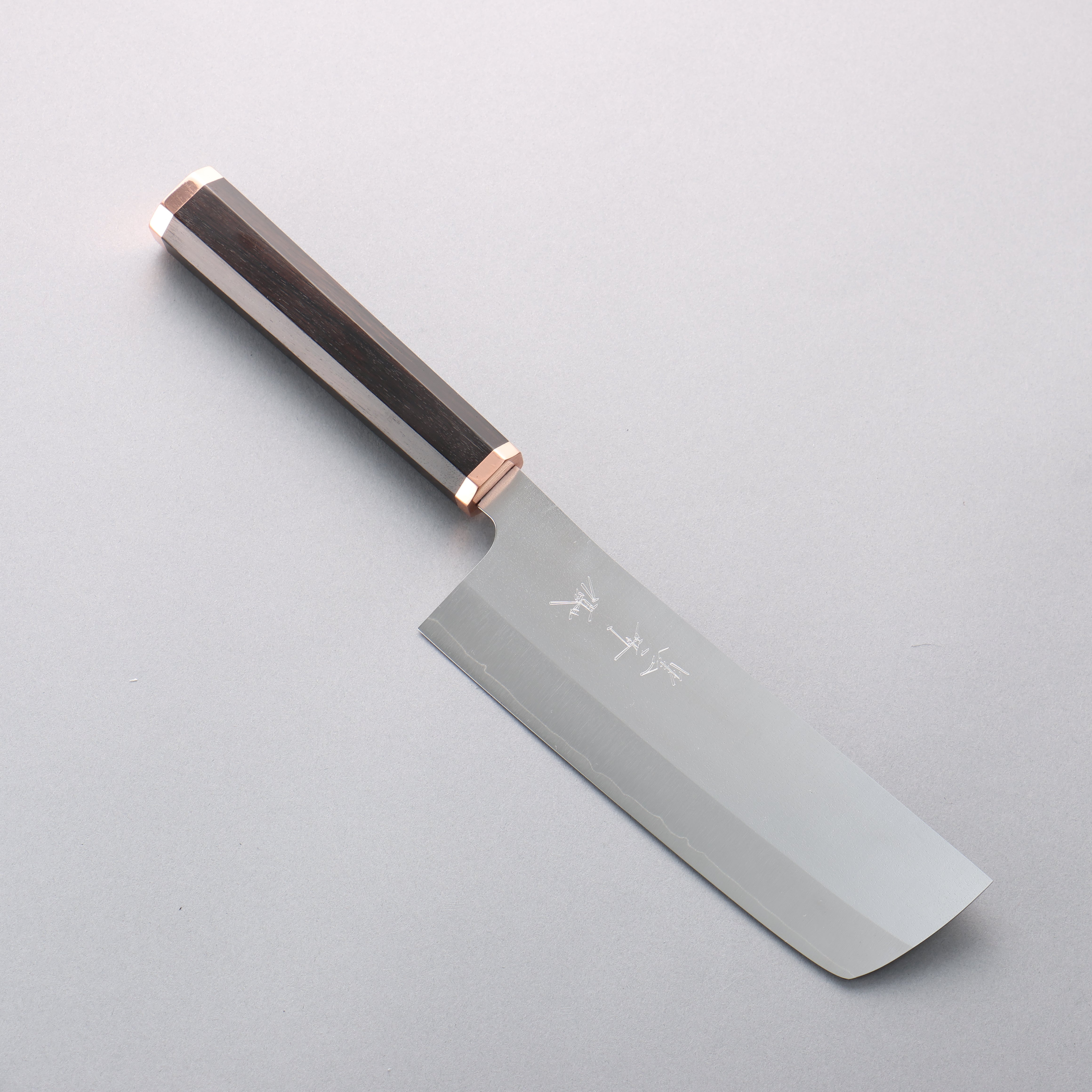 Yu Kurosaki New Gekko VG-XEOS Nakiri 165mm Ebony (Copper Ferrule and End Cap) Handle - Seisuke Knife