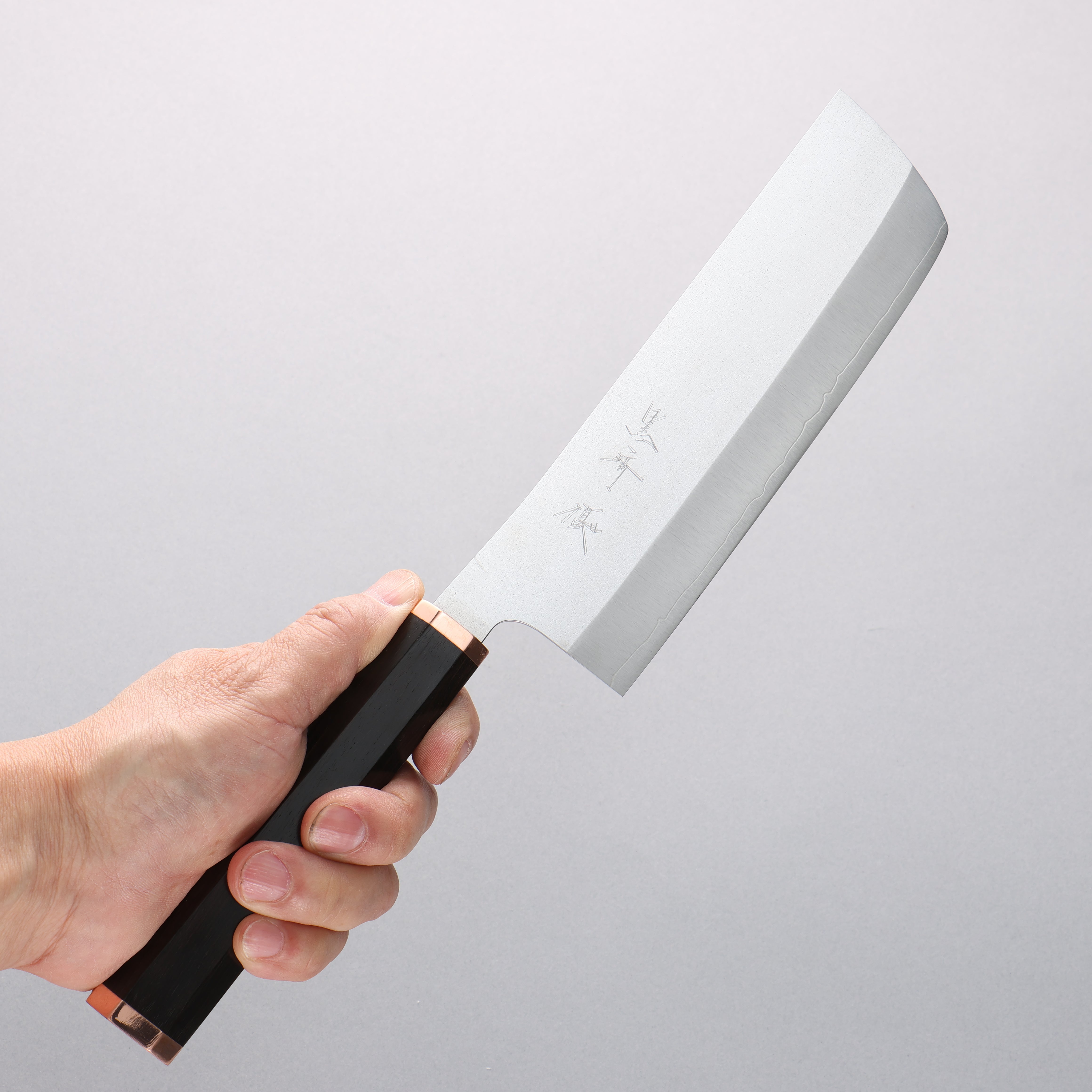 Yu Kurosaki New Gekko VG-XEOS Nakiri 165mm Ebony (Copper Ferrule and End Cap) Handle - Seisuke Knife