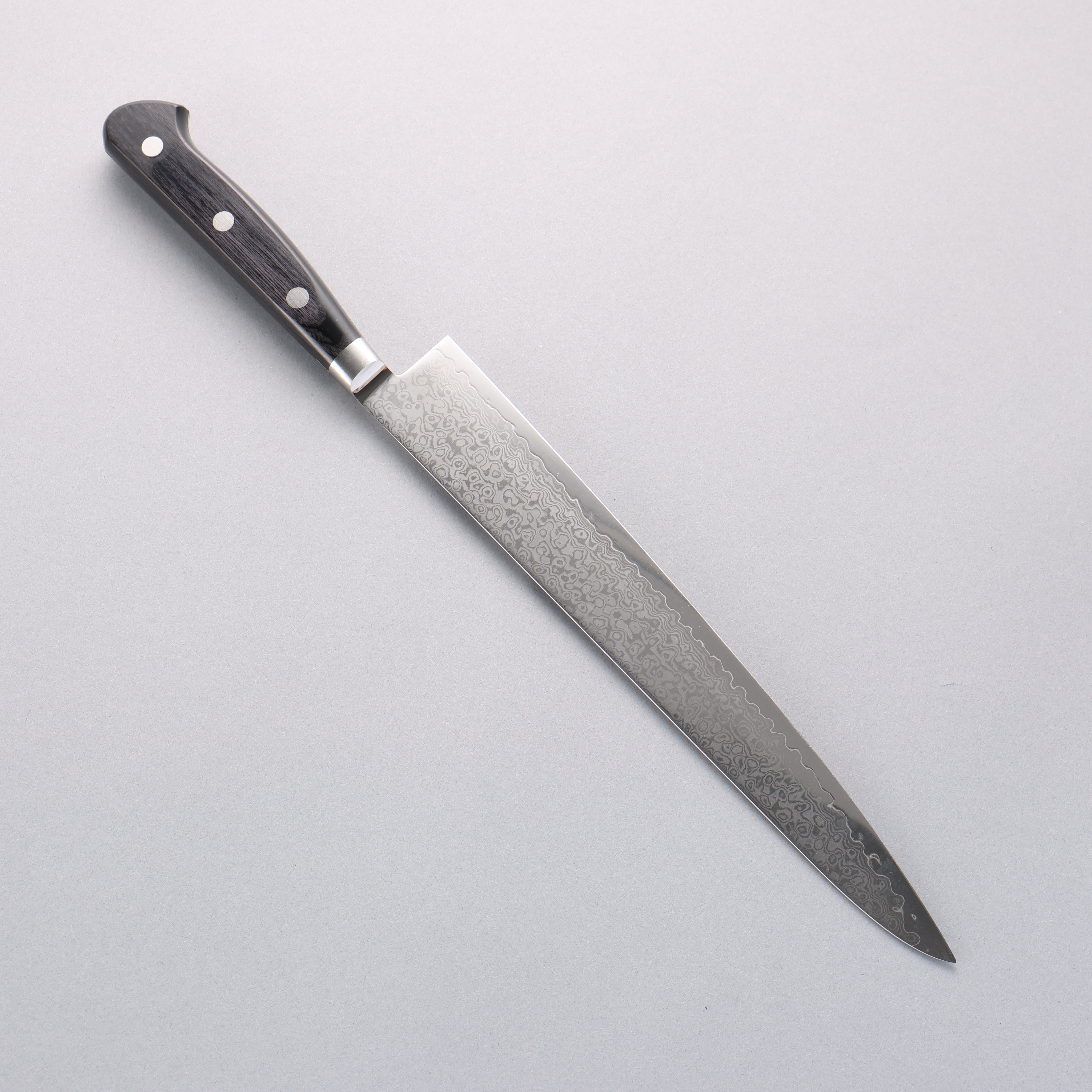 Seisuke VG10 33 Layer Mirrored Finish Damascus Sujihiki 240mm Black Pakka wood Handle - Seisuke Knife