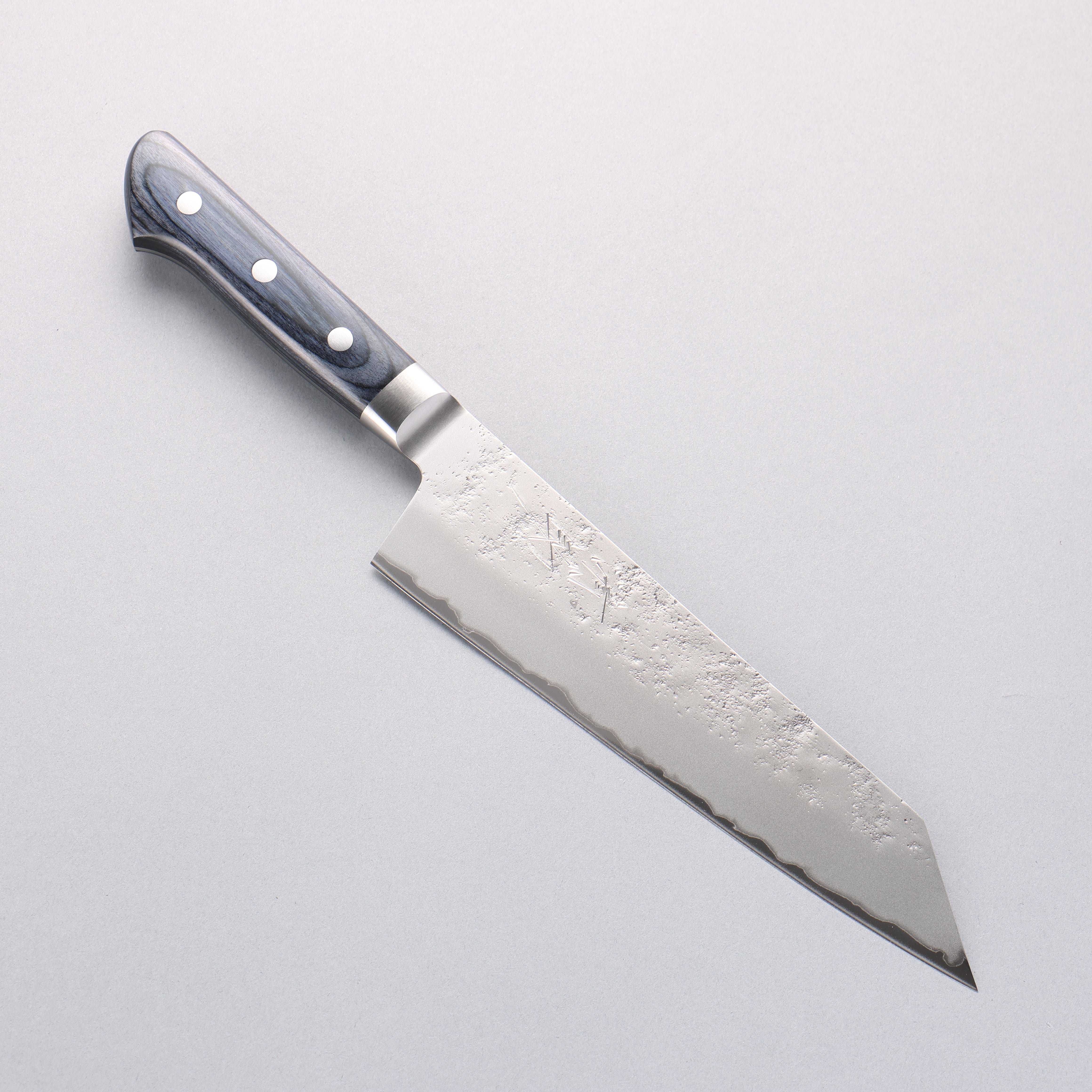 Seisuke Blue Steel No.2 Nashiji Kiritsuke Santoku 195mm Navy blue Pakka wood Handle - Seisuke Knife