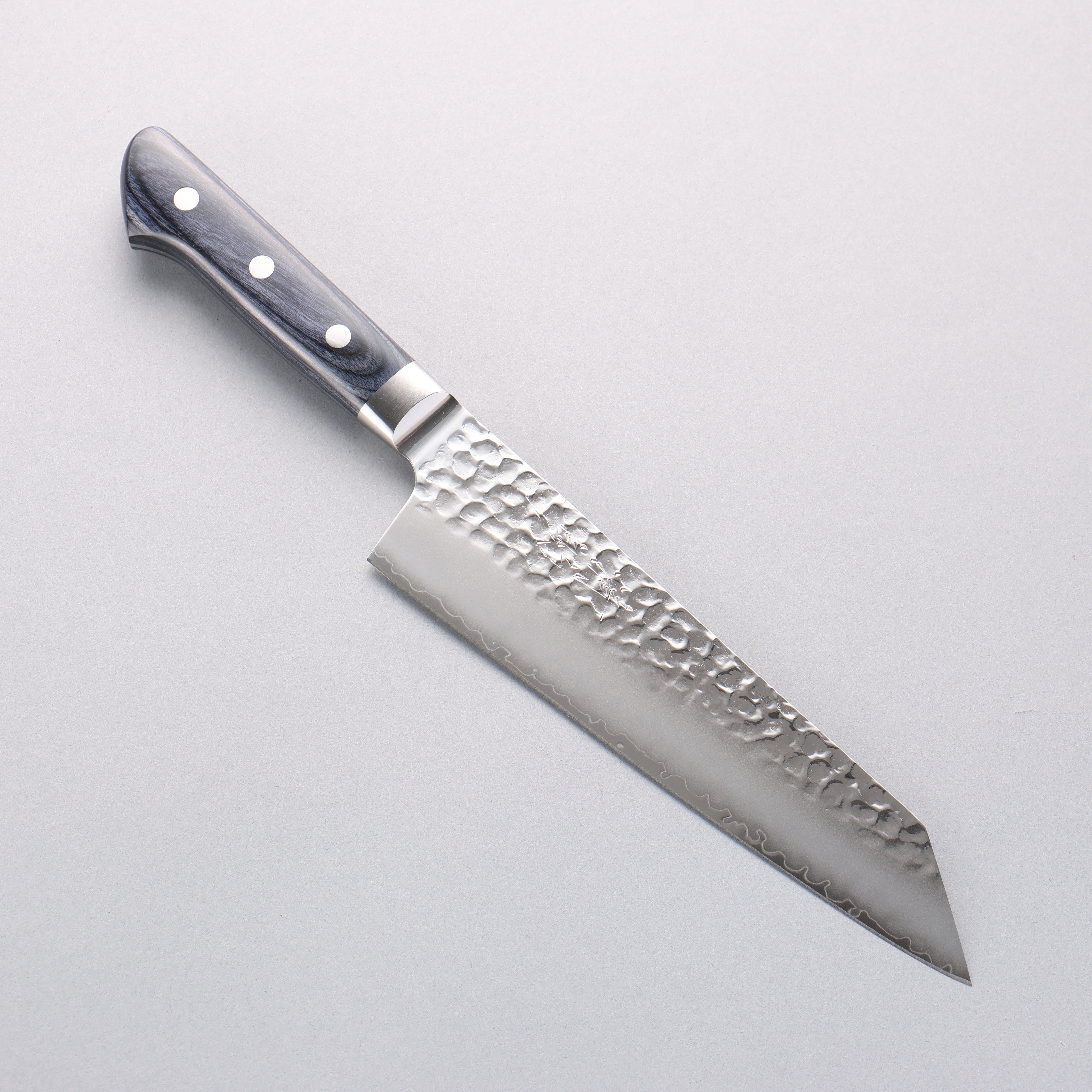 Seisuke Aotsuchi AUS10 Hammered Kiritsuke Santoku 195mm Navy Pakkawood Handle - Seisuke Knife