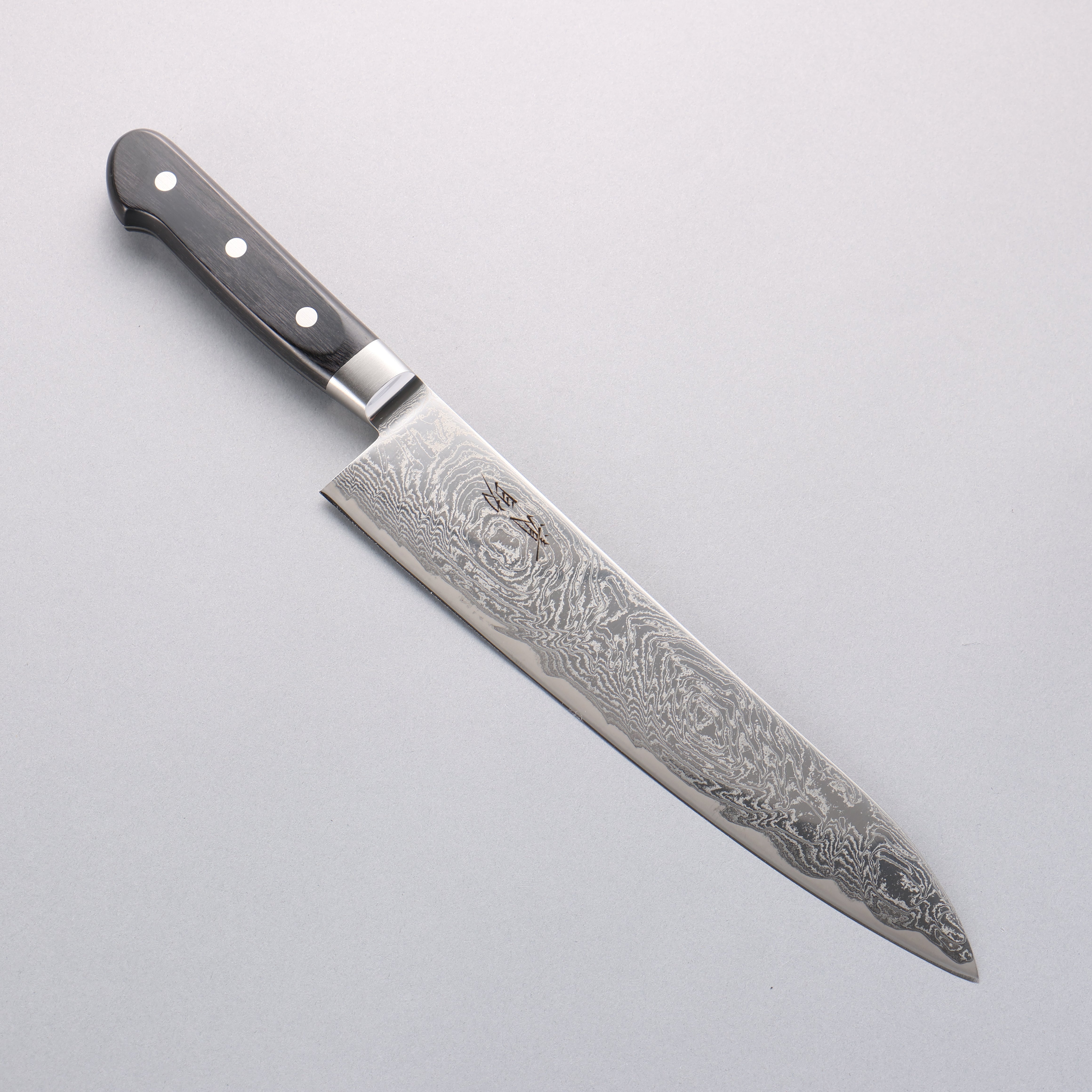 Seisuke Nami AUS10 Mirrored Finish Damascus Gyuto 240mm Black Pakka wood Handle - Seisuke Knife