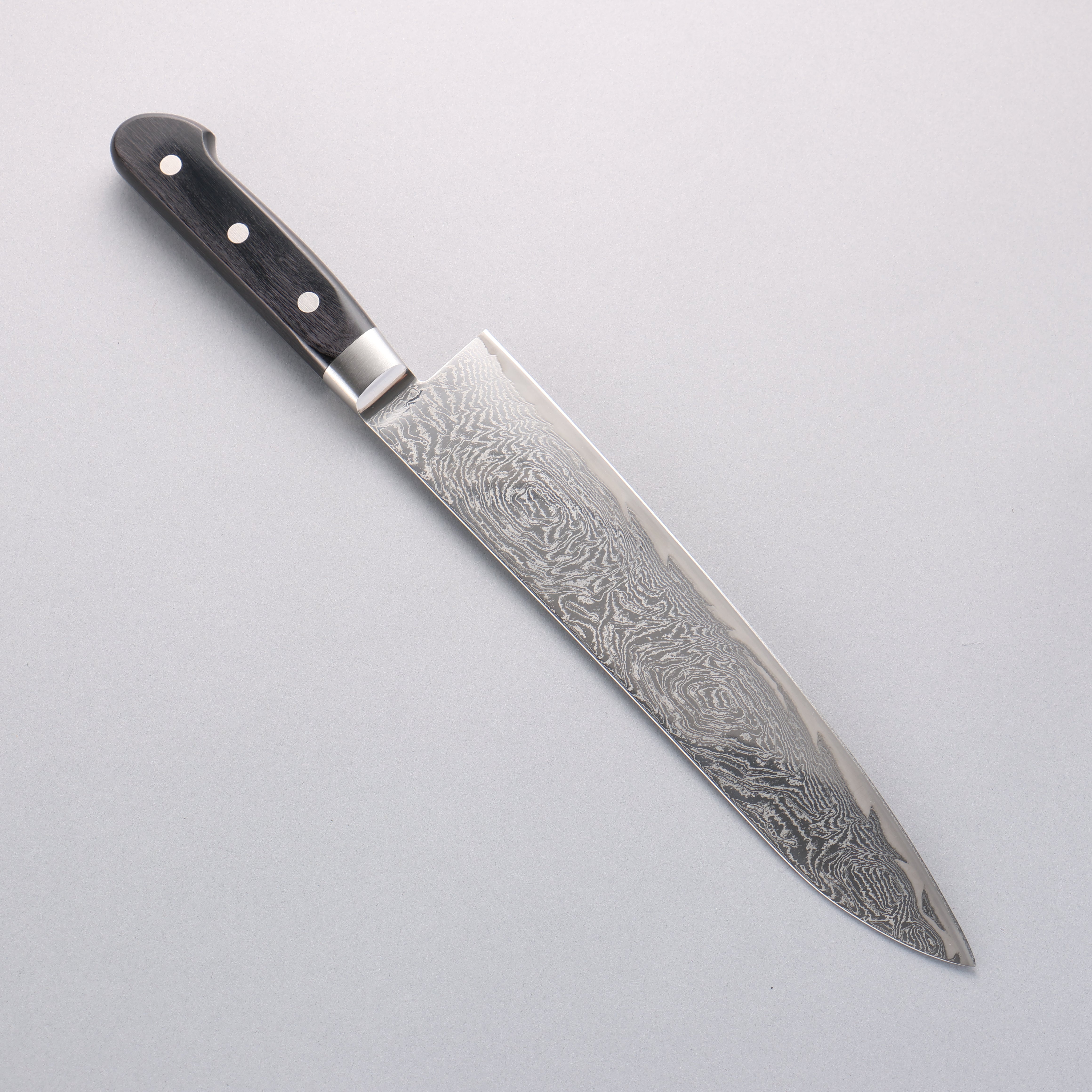 Seisuke Nami AUS10 Mirrored Finish Damascus Gyuto 240mm Black Pakka wood Handle - Seisuke Knife