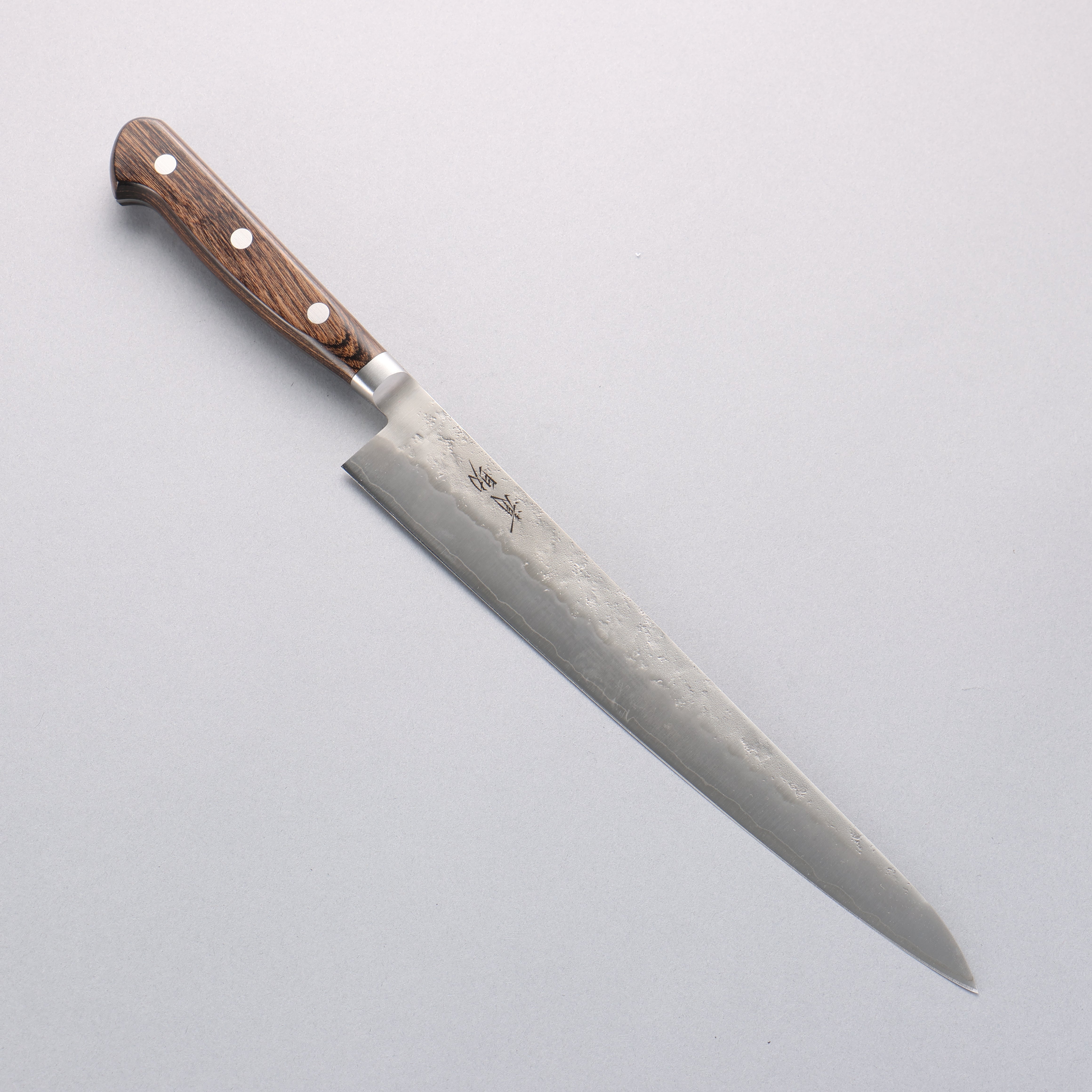 Seisuke Silver Steel No.3 Nashiji Sujihiki 240mm Brown Pakka wood Handle - Seisuke Knife