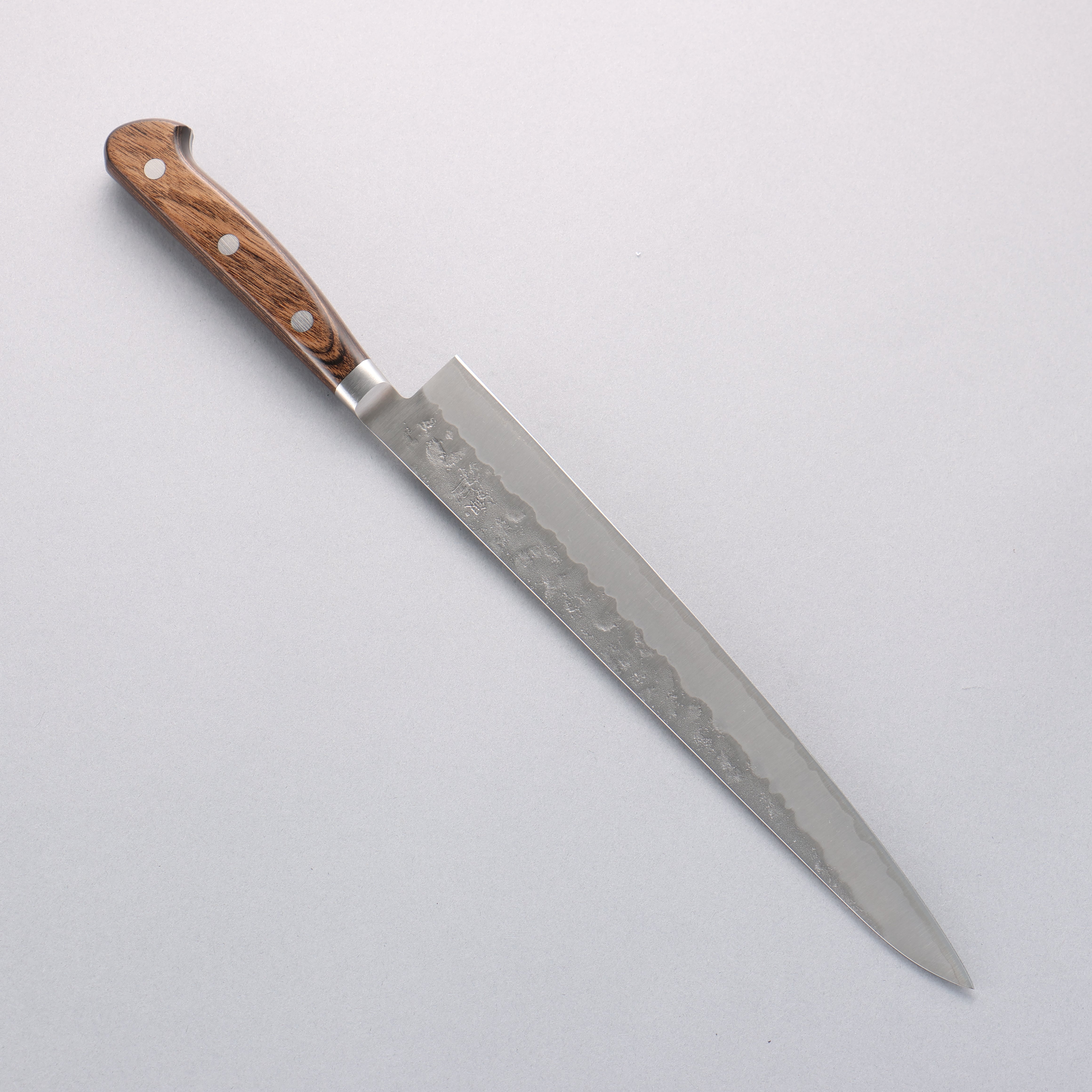Seisuke Silver Steel No.3 Nashiji Sujihiki 240mm Brown Pakka wood Handle - Seisuke Knife