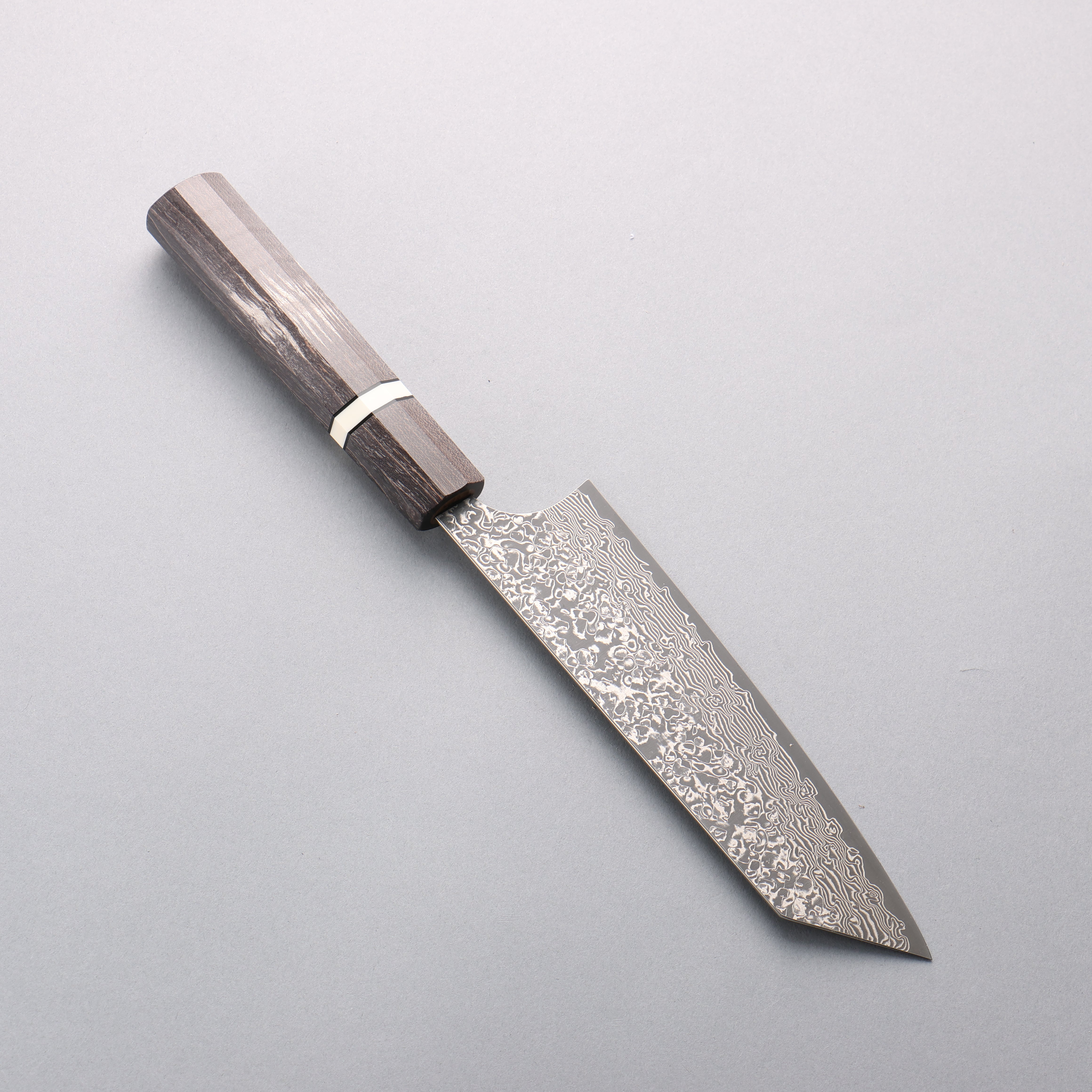 Yoshimi Kato VG10 Black Damascus Bunka 170mm Gray Stabilized Wood (White Ring) Handle - Seisuke Knife