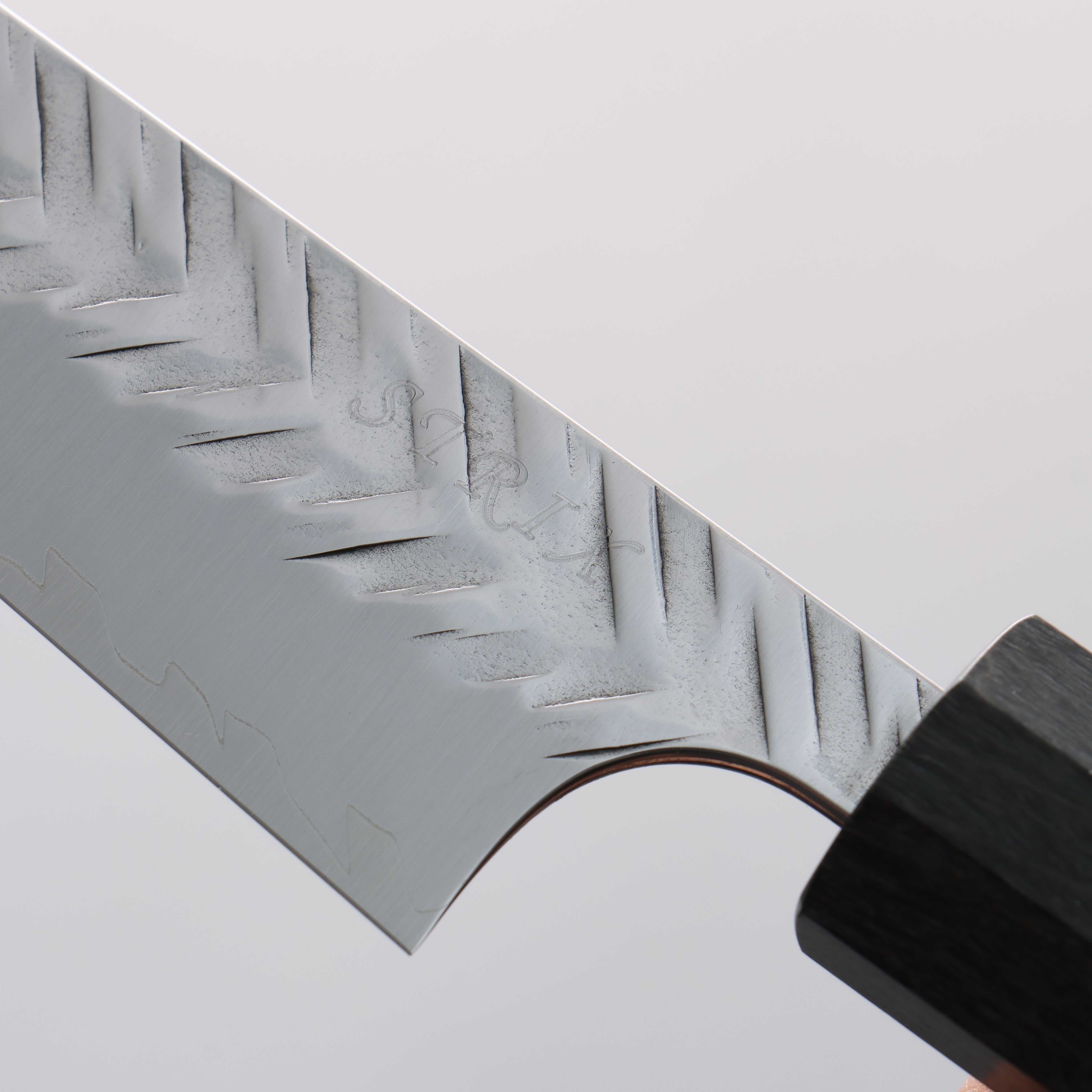 Yoshimi Kato SPG STRIX Hammered (V) Kiritsuke Petty-Utility 140mm Stabilized wood (With White ring) Handle - Seisuke Knife