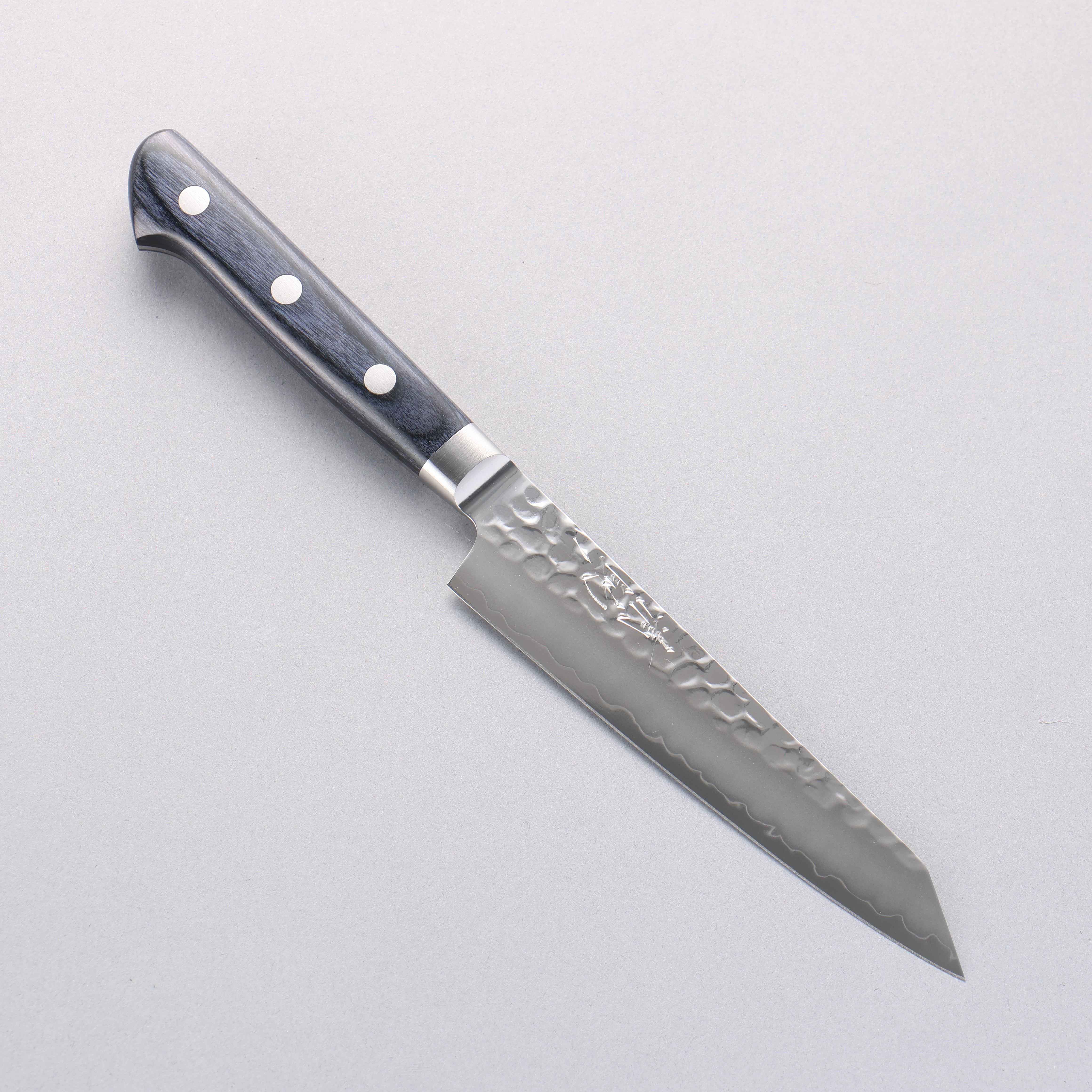 Seisuke Aotsuchi AUS10 Hammered Kiritsuke Petty-Utility 145mm Navy Blue Pakkawood Handle with Sheath - Seisuke Knife