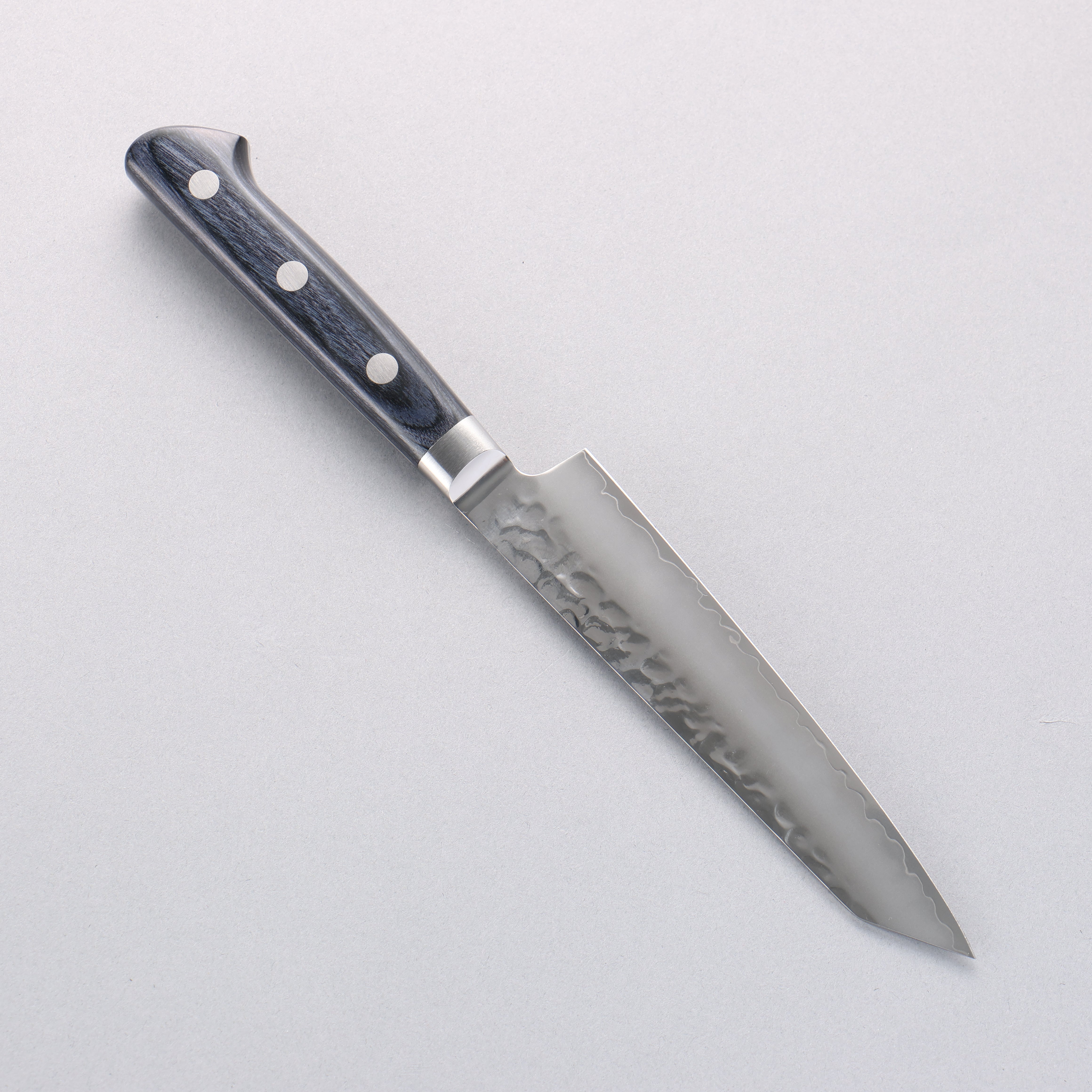 Seisuke Aotsuchi AUS10 Hammered Kiritsuke Petty-Utility 145mm Navy Blue Pakkawood Handle - Seisuke Knife