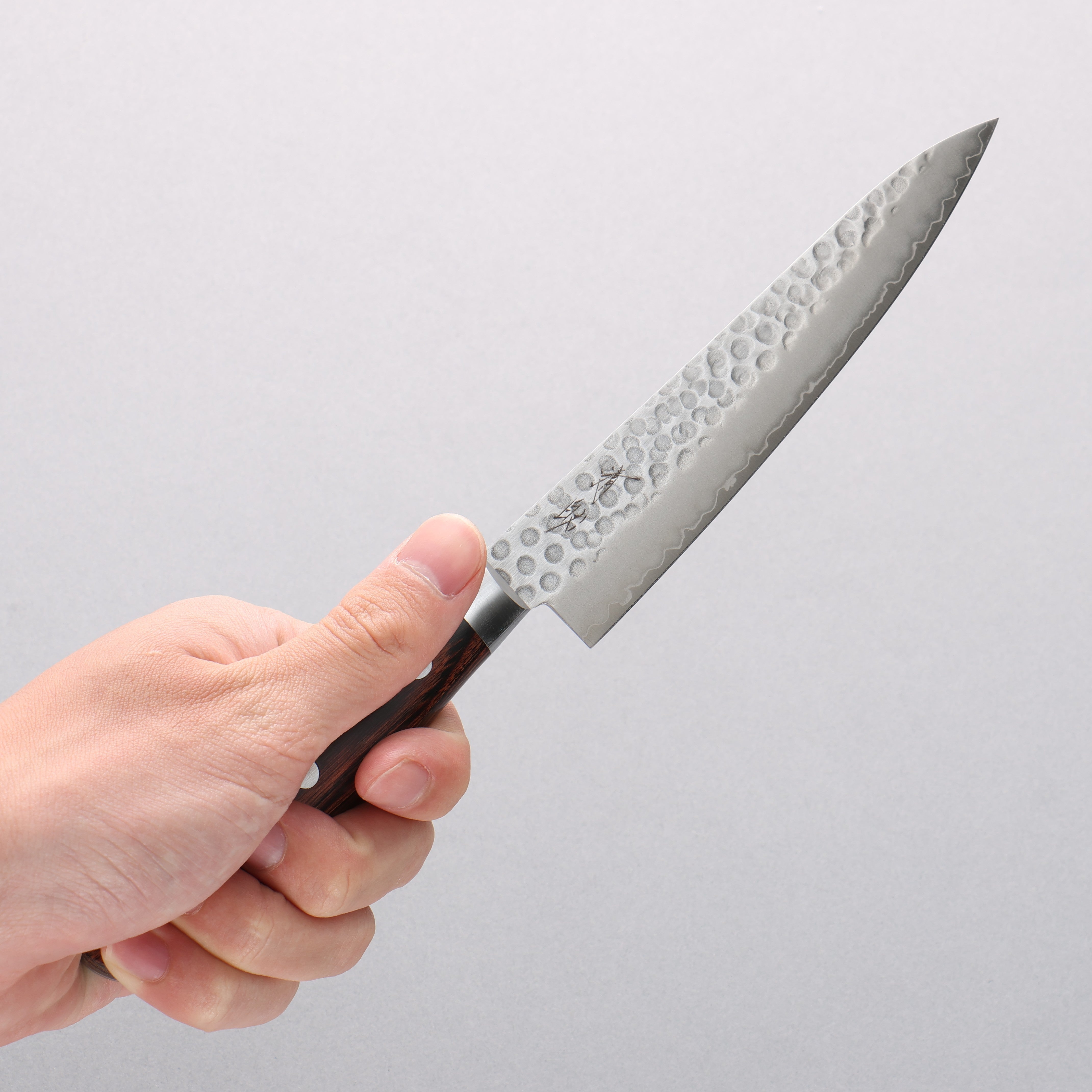 Seisuke Swedish Steel-stn Hammered Petty-Utility 135mm Mahogany Handle - Seisuke Knife