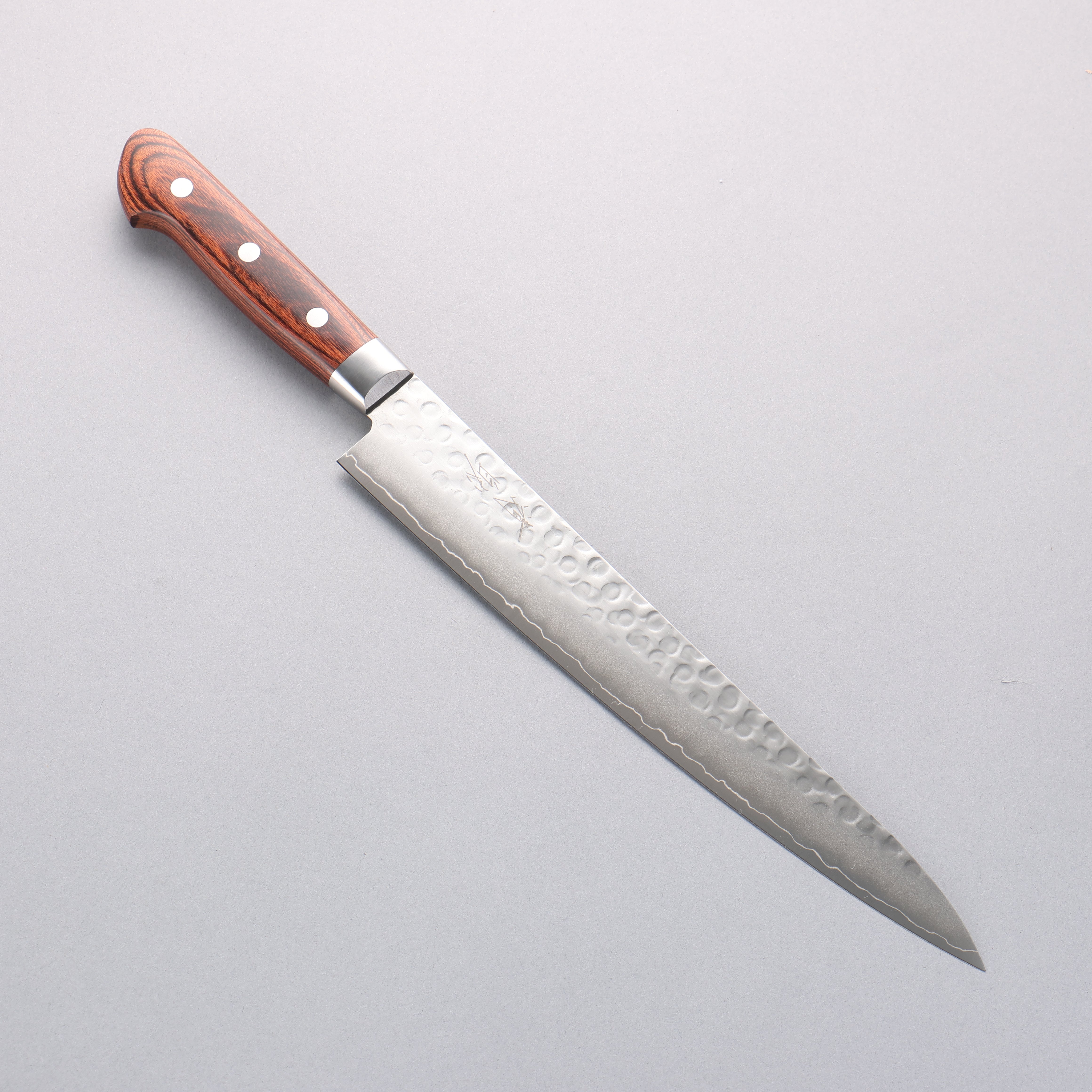 Seisuke Swedish Steel-stn Hammered Sujihiki 240mm Mahogany Handle - Seisuke Knife