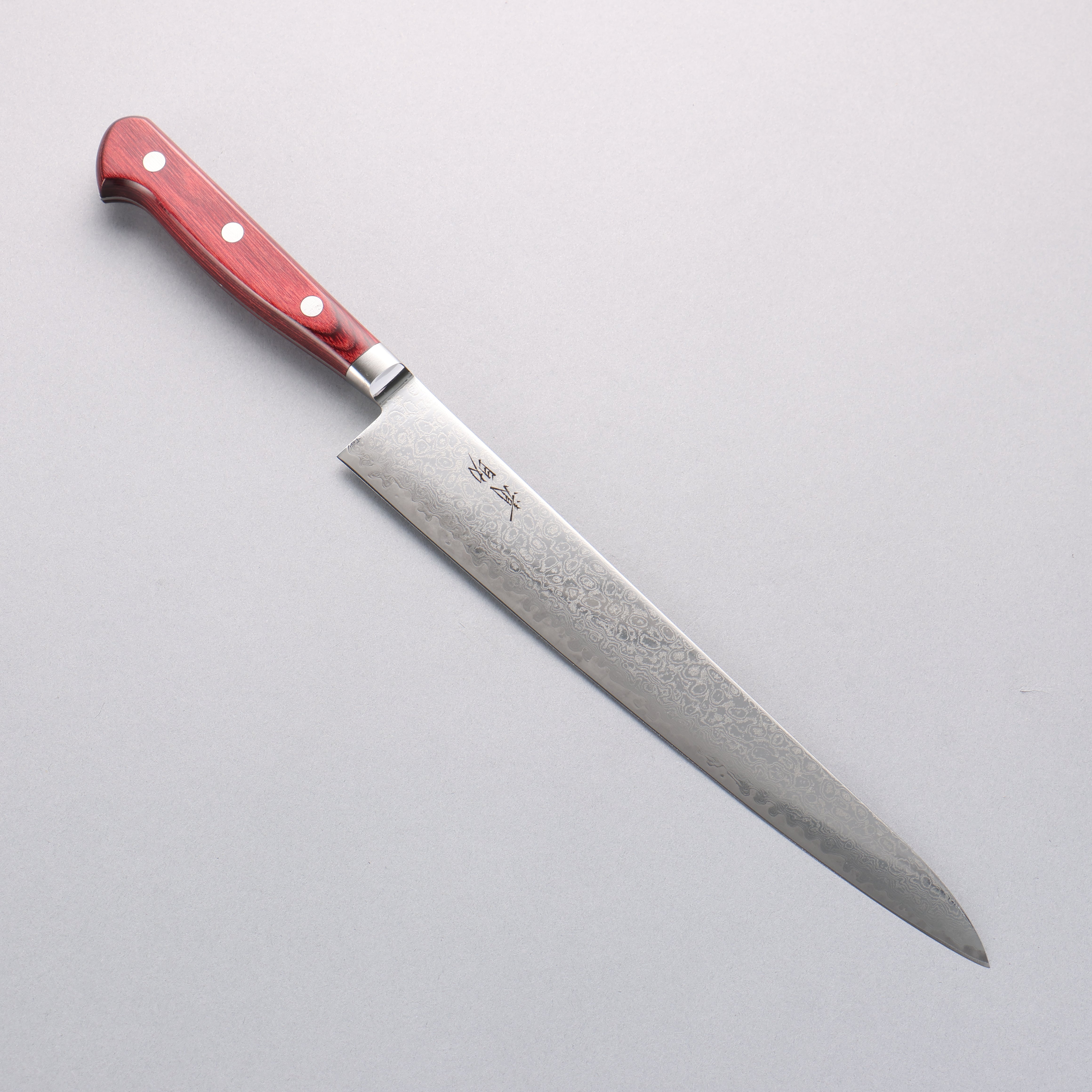 Seisuke AUS10 Damascus Sujihiki 240mm Red Pakka wood Handle - Seisuke Knife