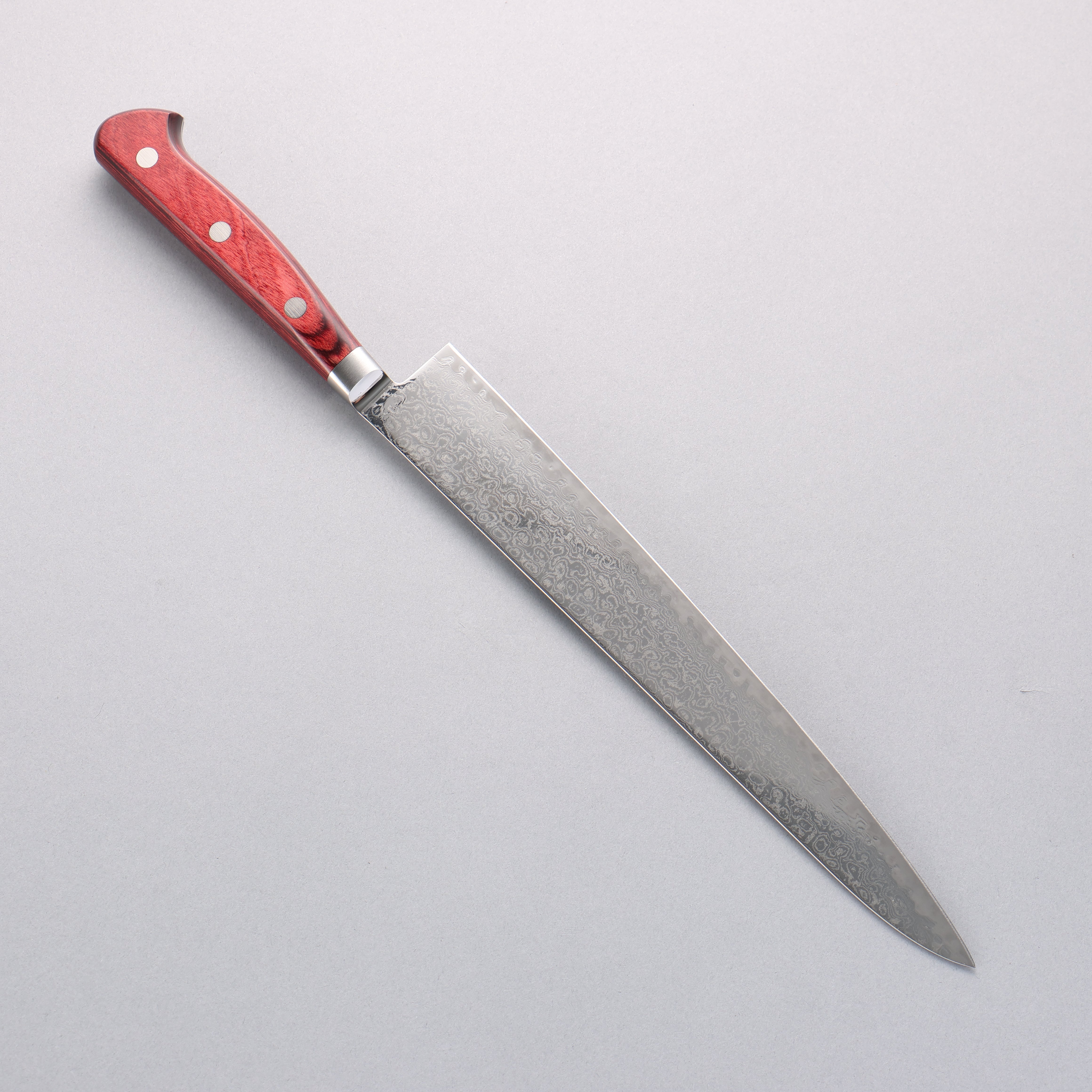 Seisuke AUS10 Damascus Sujihiki 240mm Red Pakka wood Handle - Seisuke Knife