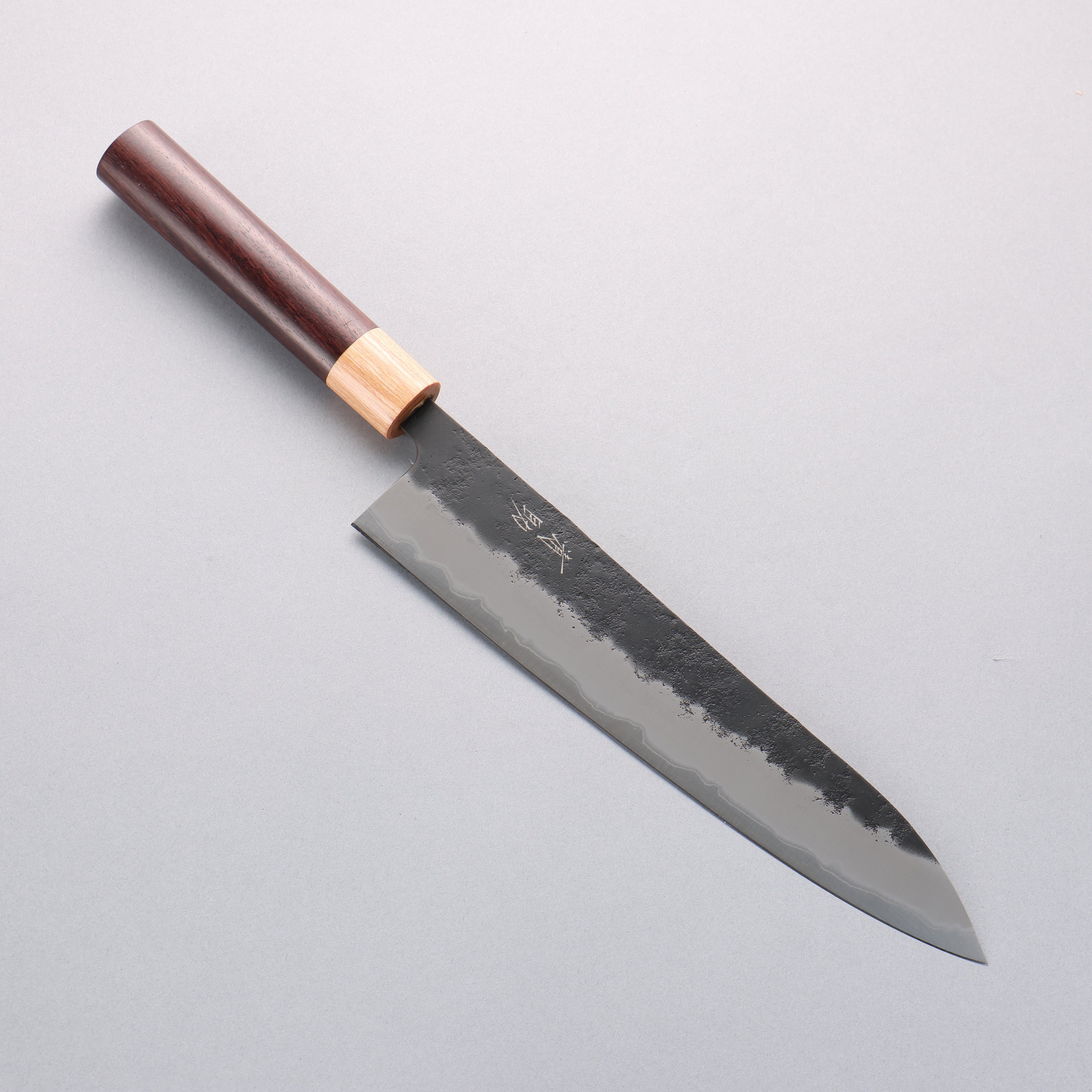 Seisuke Blue Super Black Nashiji Gyuto 240mm Rosewood (Ferrule: White Pakka Wood) Handle - Seisuke Knife