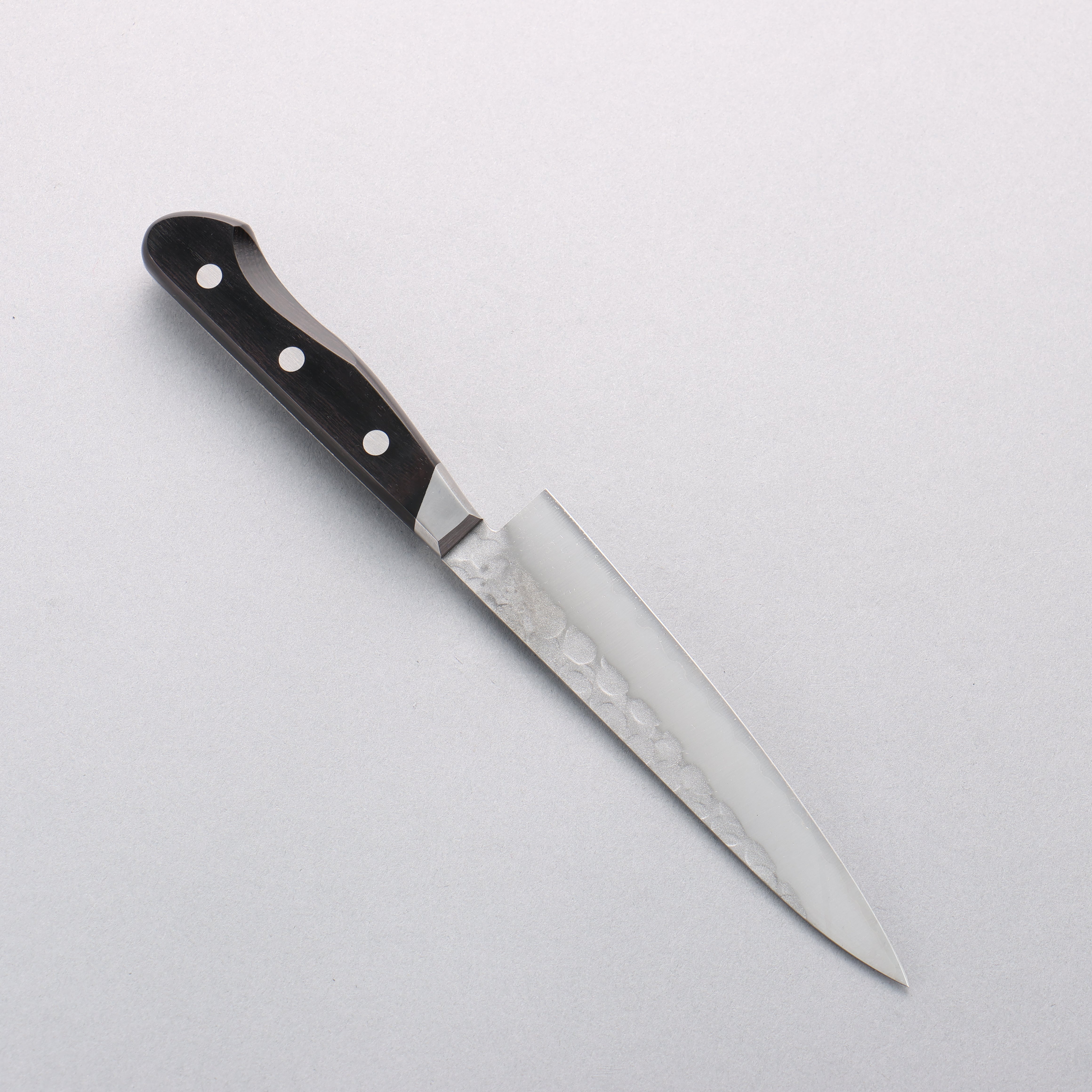 Seisuke Blue Steel No.2 Nashiji Hammered Petty-Utility 135mm Black Pakkawood Handle - Seisuke Knife