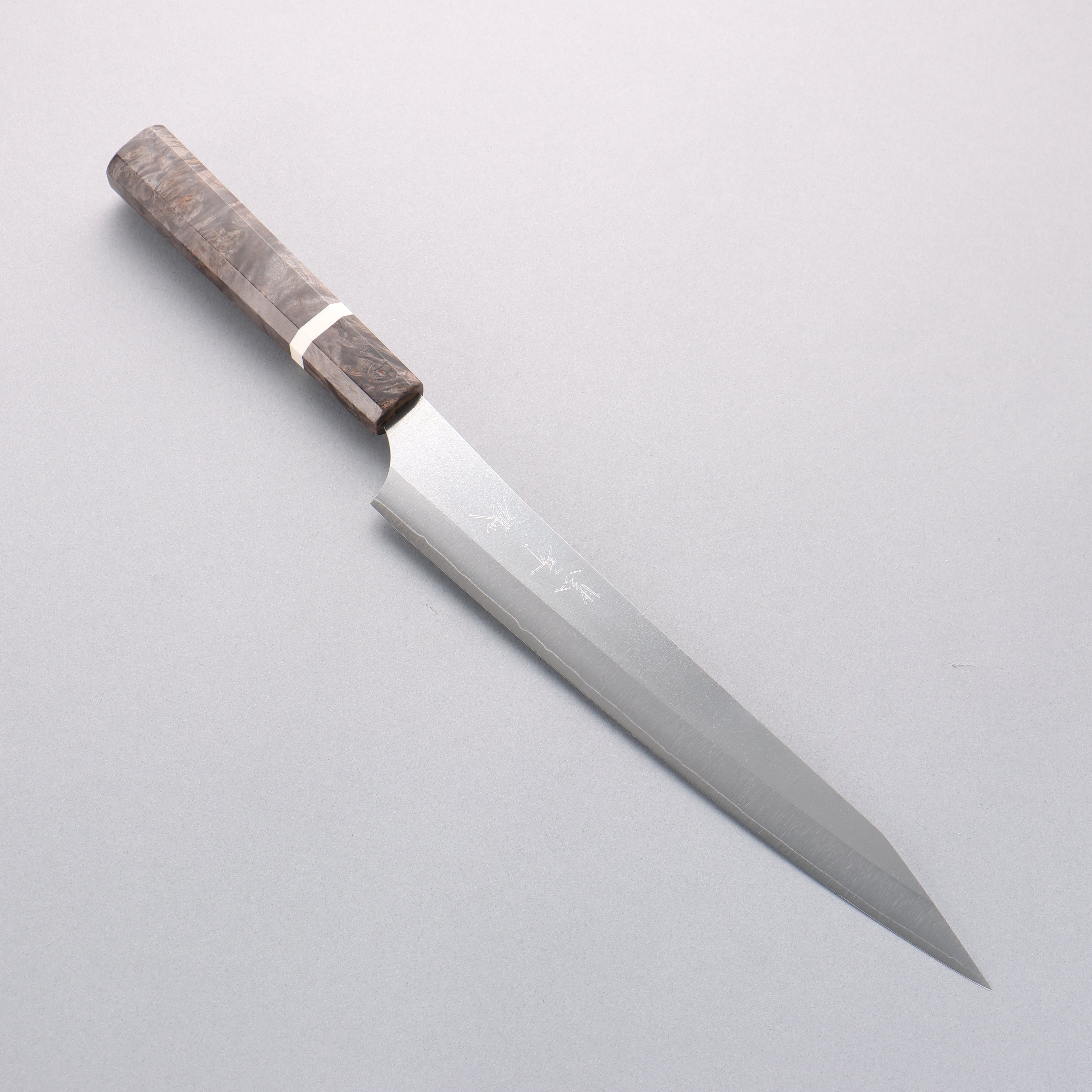 Yu Kurosaki New Gekko VG-XEOS Sujihiki 240mm Stabilized Burl (White Ring) Handle - Seisuke Knife