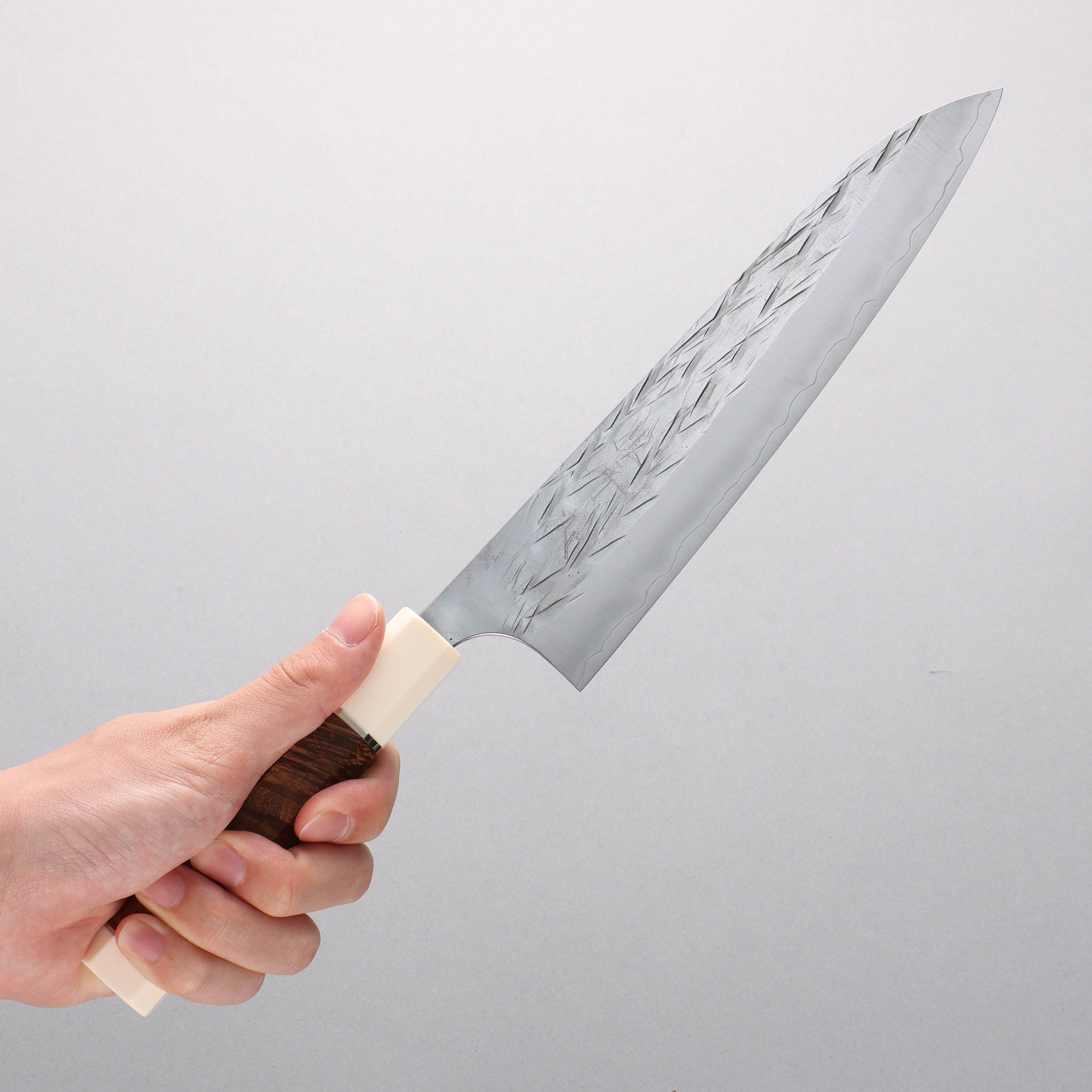 Yu Kurosaki Juhyo Cobalt Special Steel Hammered Gyuto 210mm Chinese Quince & White Caps Handle - Seisuke Knife