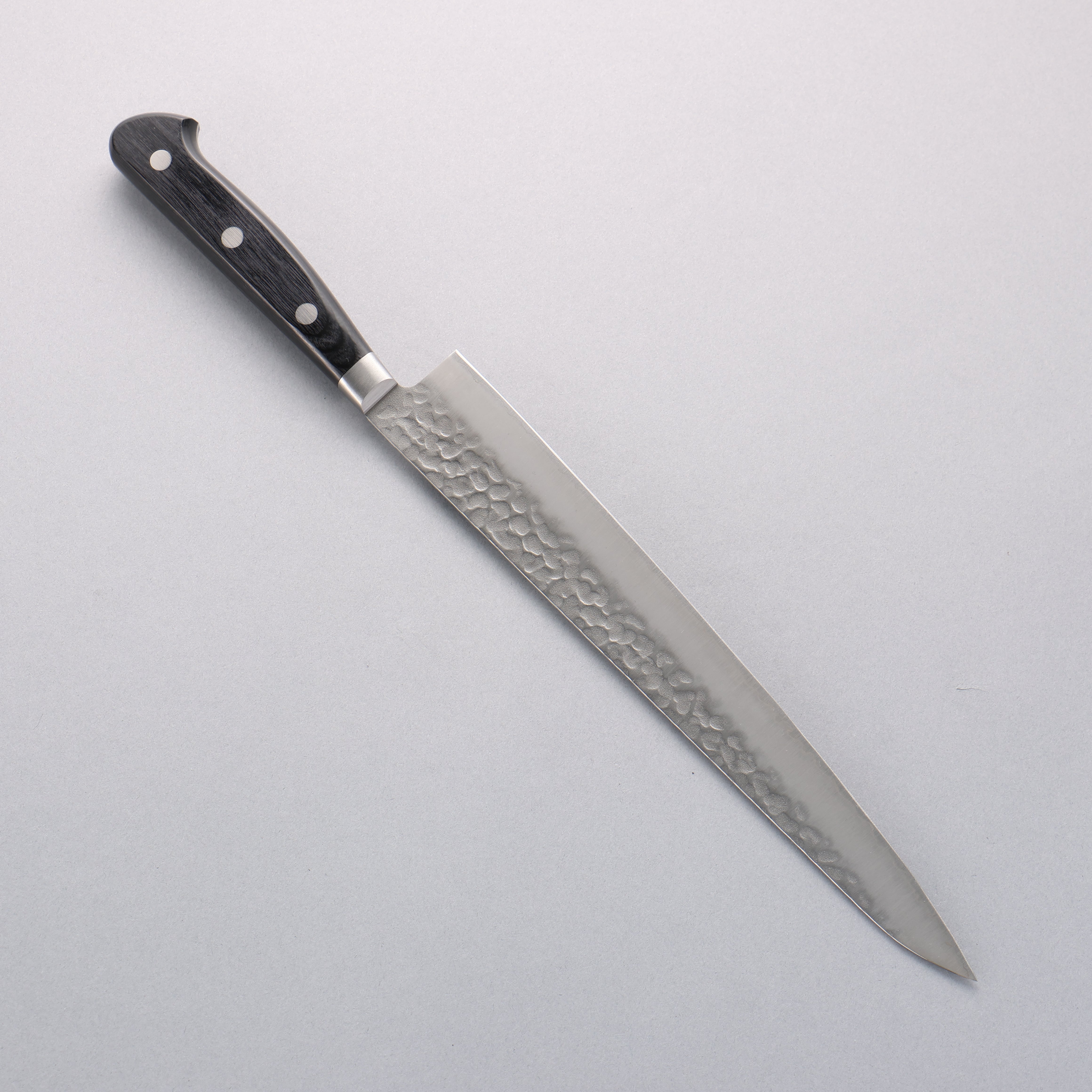 Seisuke AUS8 Hammered Sujihiki 240mm Black Pakkawood Handle - Seisuke Knife