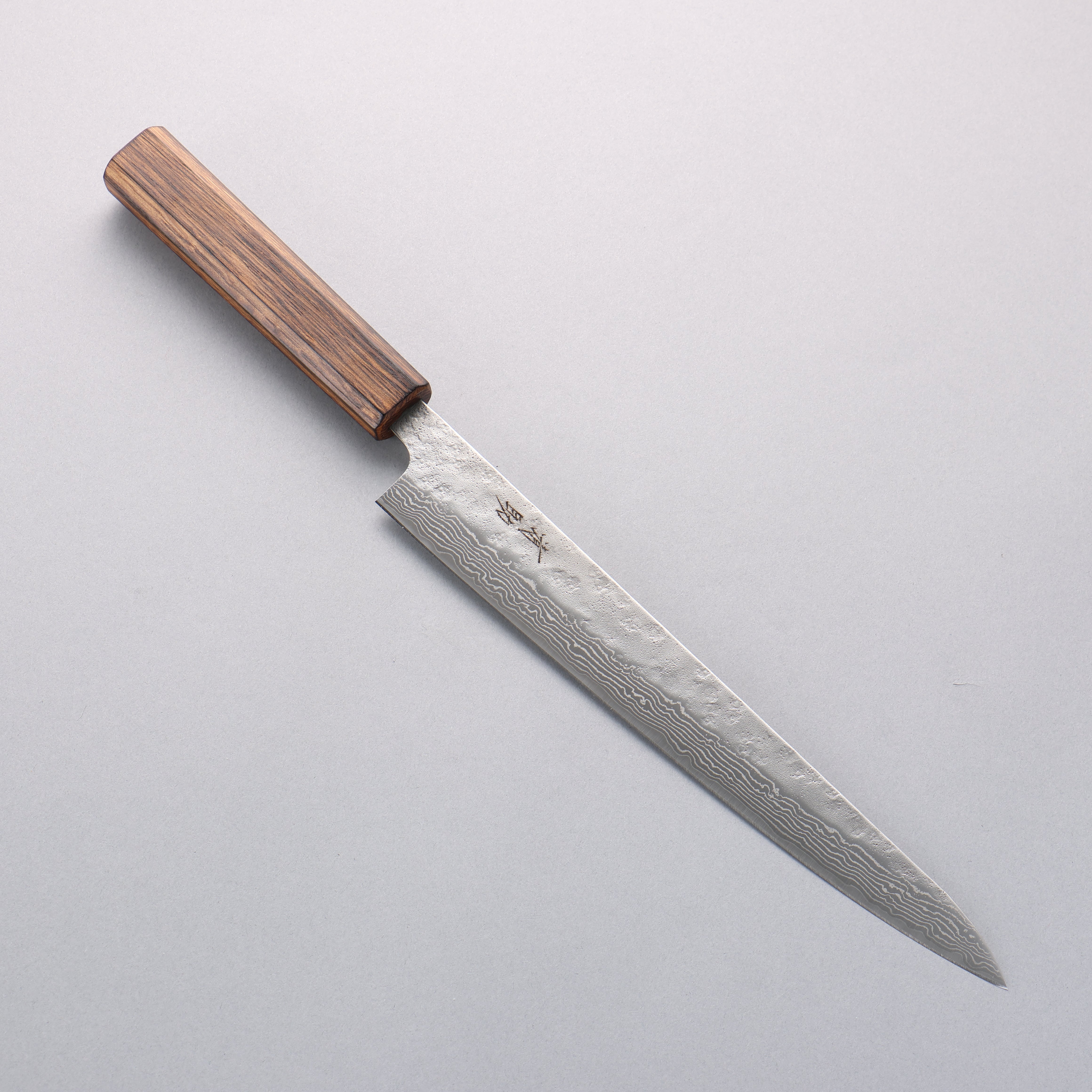Seisuke Stainless Steel 440C Hammered Damascus Sujihiki 240mm Oak Handle - Seisuke Knife