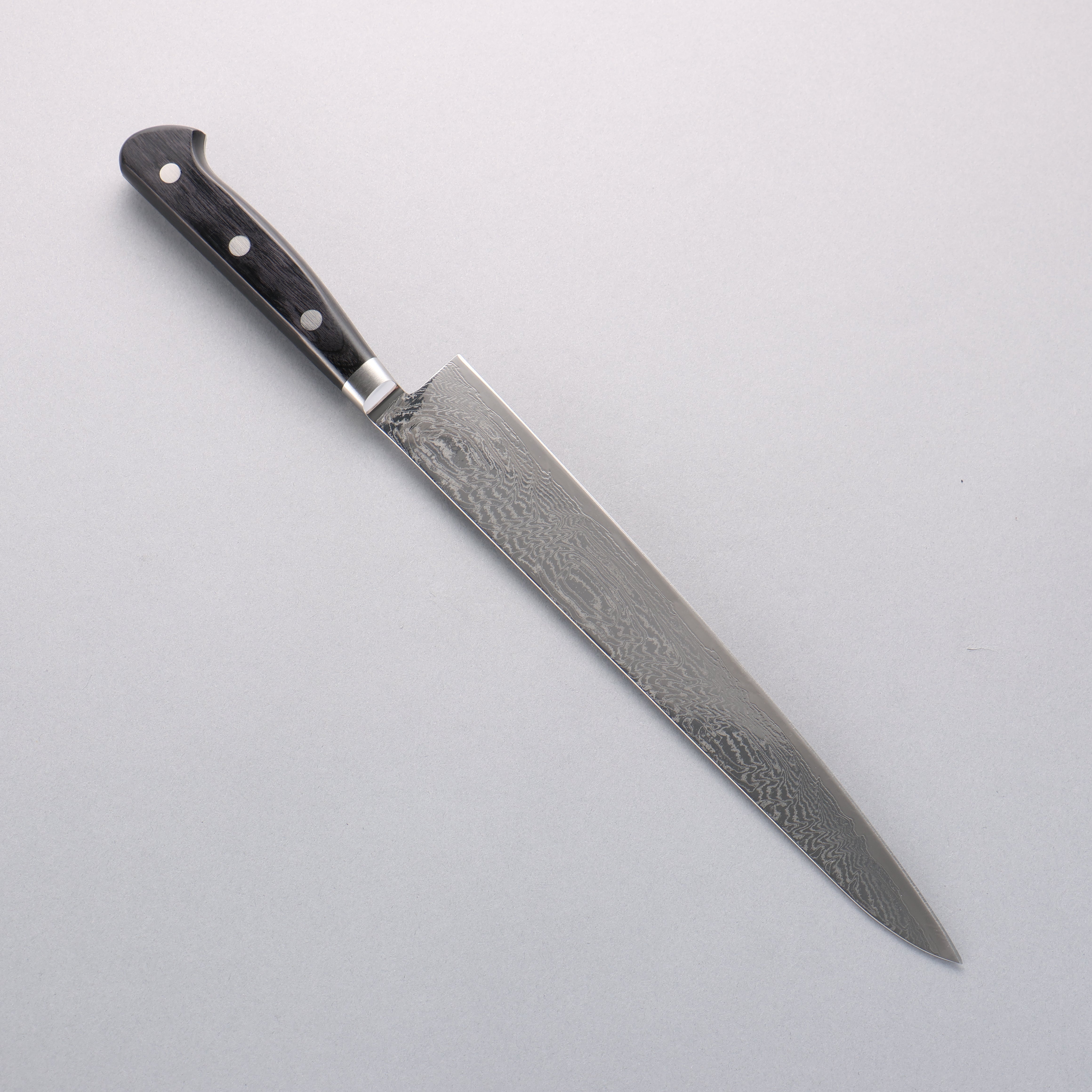 Seisuke Nami AUS10 Mirrored Finish Damascus Sujihiki 240mm Black Pakka wood Handle - Seisuke Knife