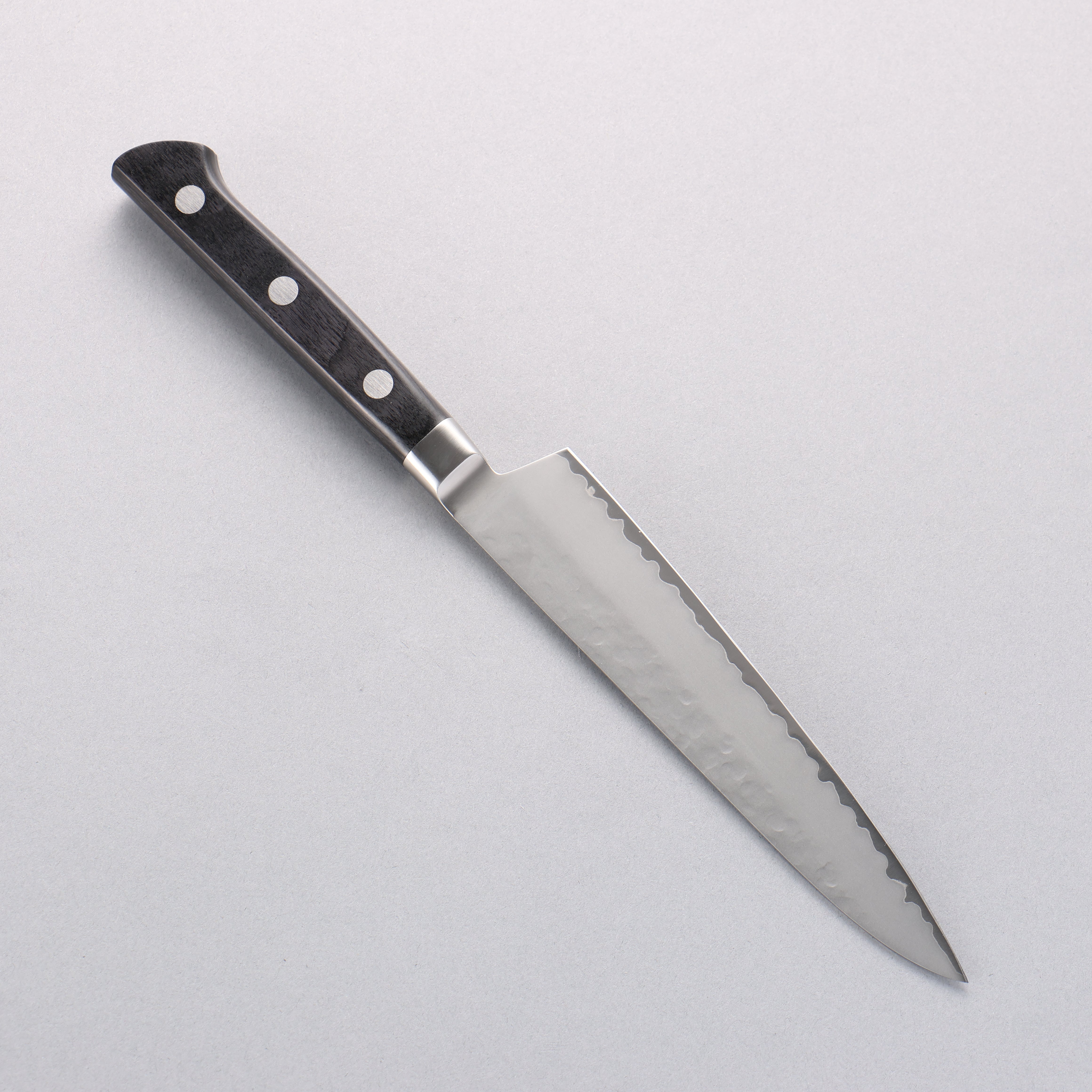 Seisuke VG5 Hammered Kasumitogi Petty-Utility 150mm Black Pakka wood Handle - Seisuke Knife