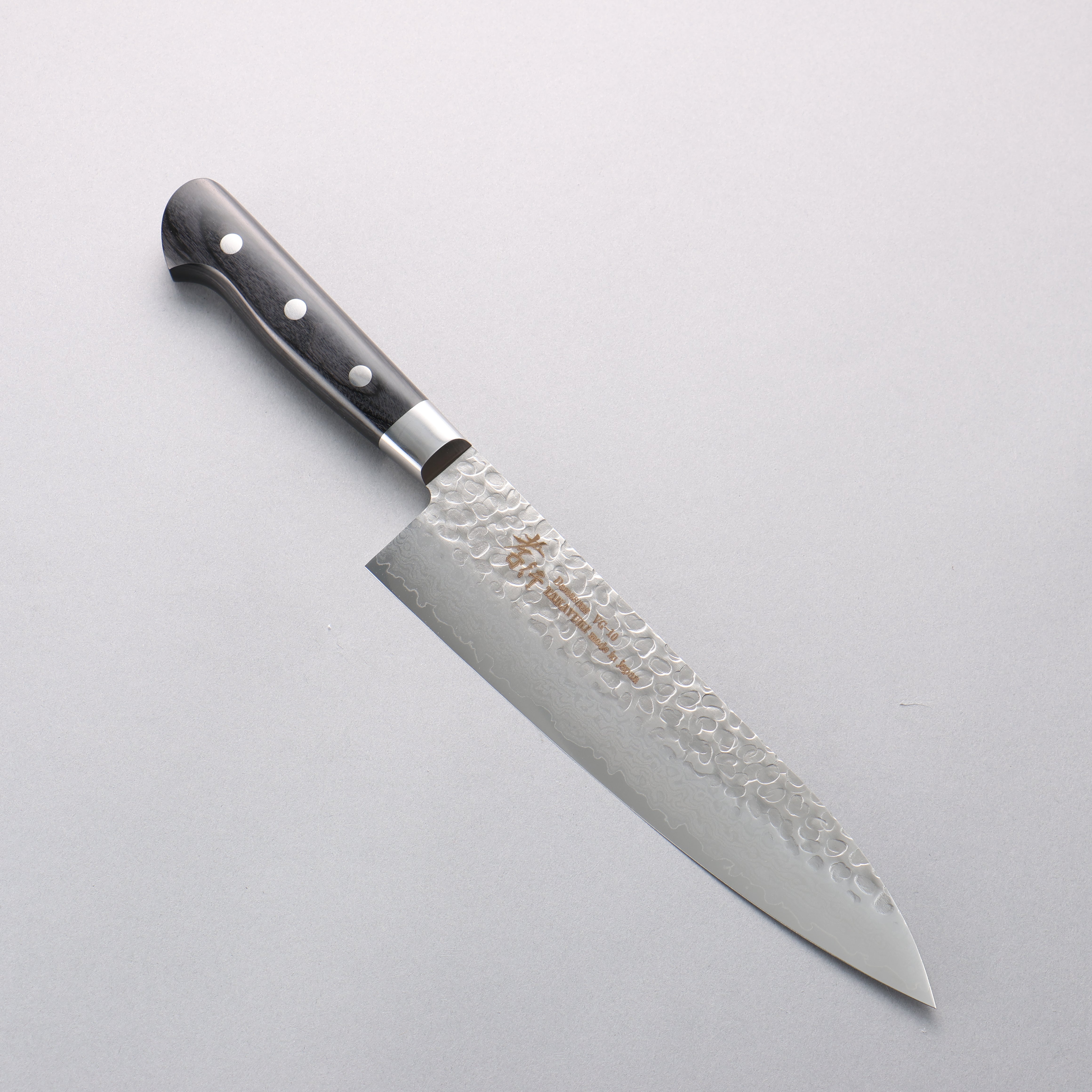Sakai Takayuki VG10 Hammered Damascus 17 Layer Gyuto 210mm Black Pakka wood Handle - Seisuke Knife