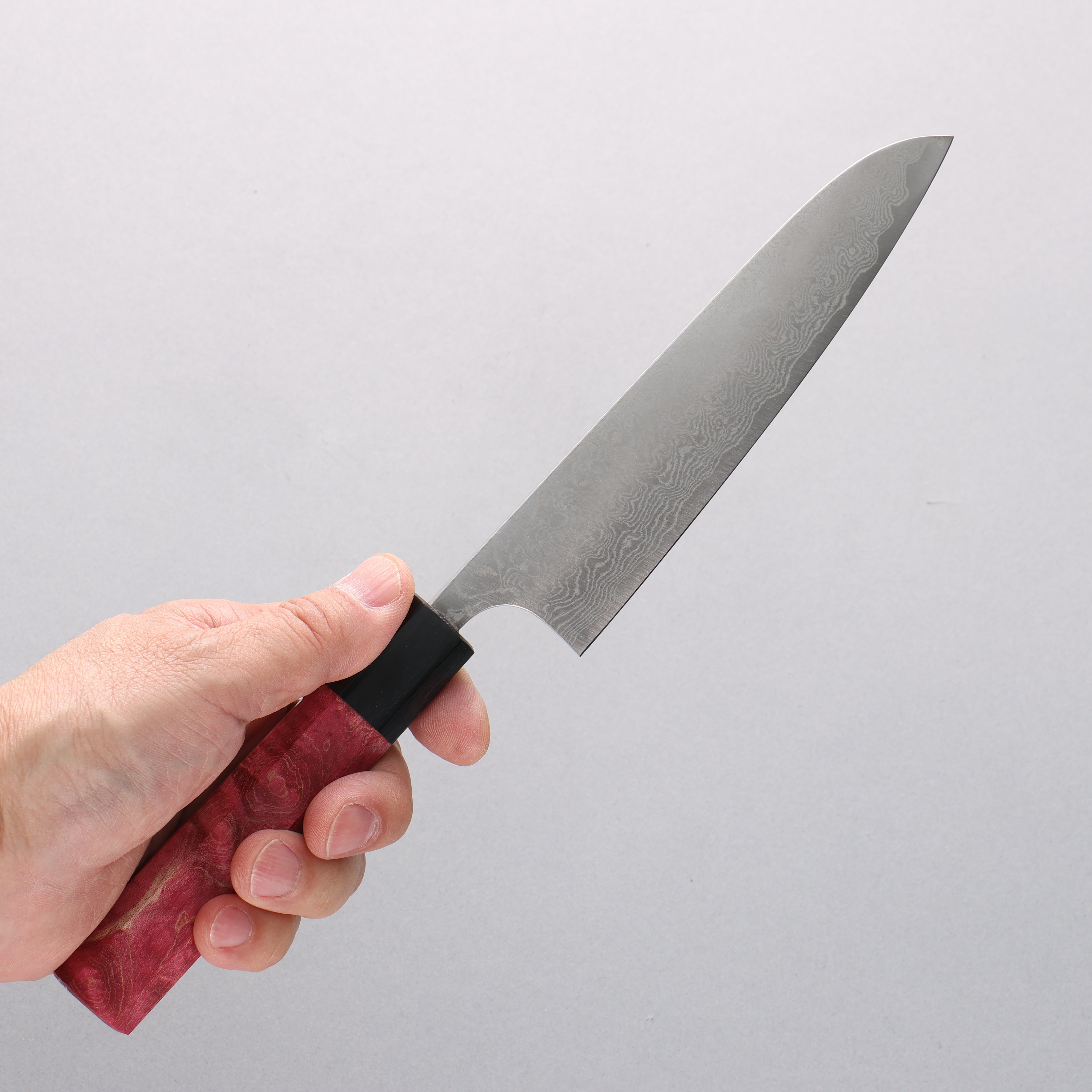 Anryu VG10 Migaki Finished Damascus Petty-Utility 150mm Red Stabilized Wood Handle - Seisuke Knife