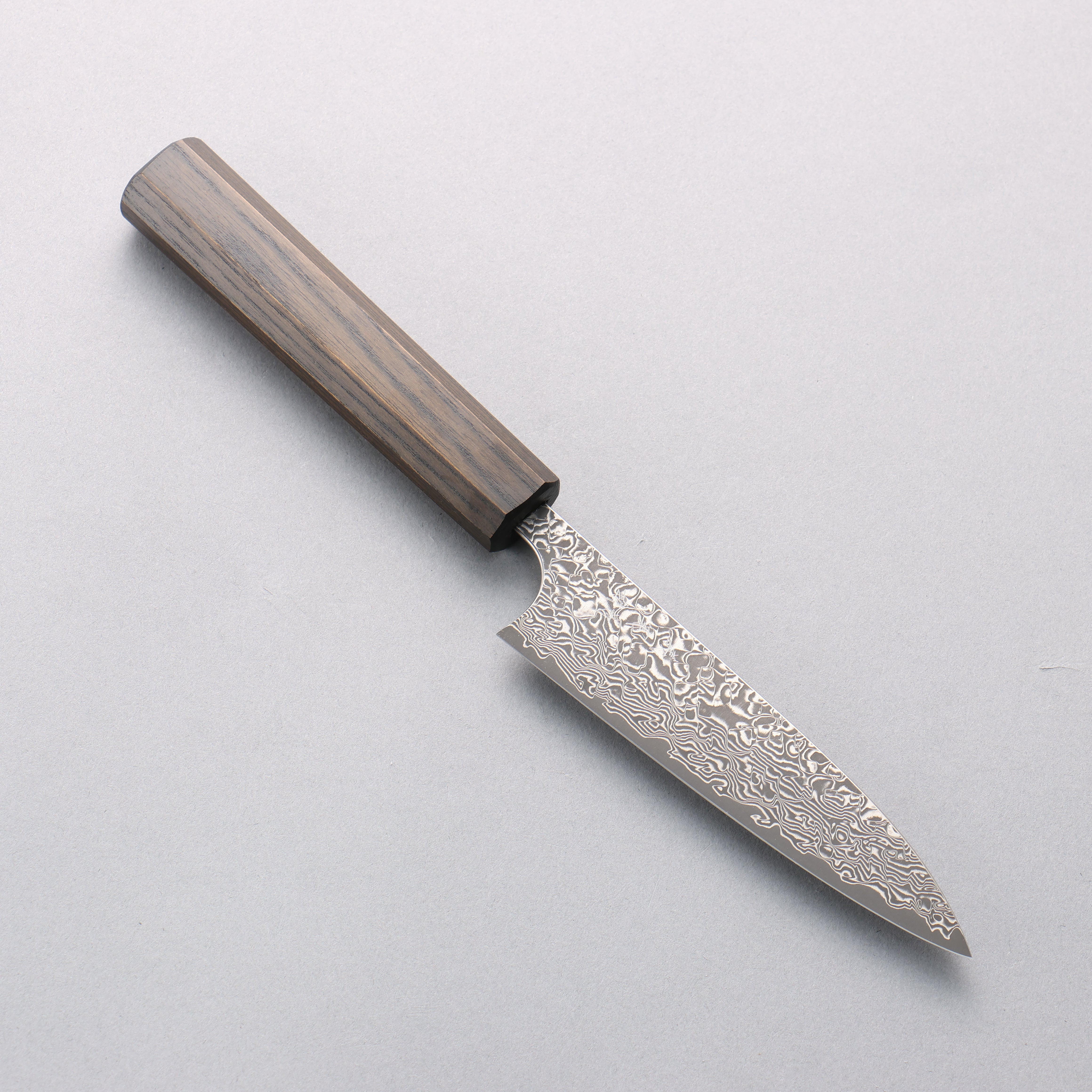Yoshimi Kato VG10 Black Damascus Petty-Utility 120mm Japanese Pagoda Tree (Black Lacquered) Handle - Seisuke Knife