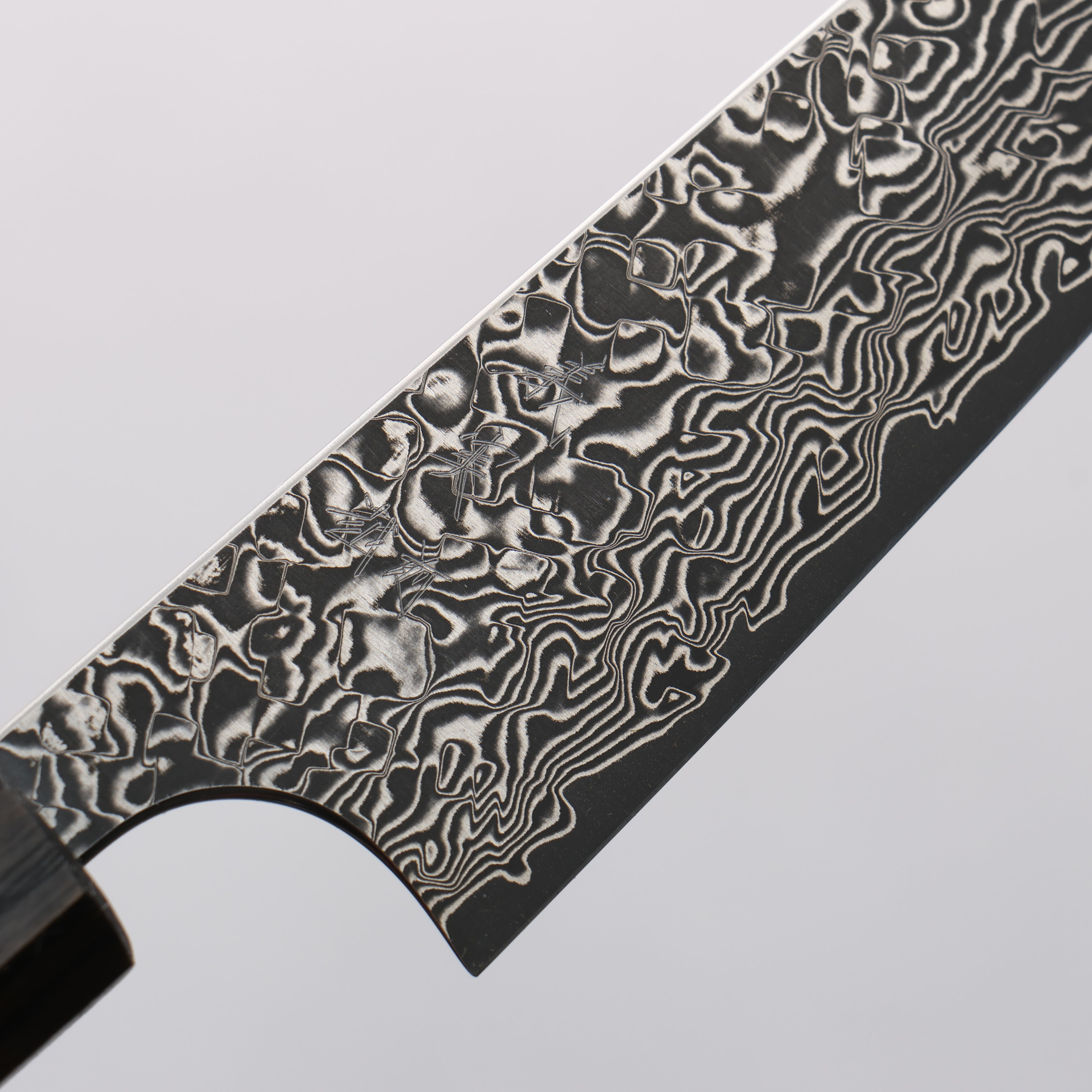 Yoshimi Kato VG10 Black Damascus Petty-Utility 120mm Japanese Pagoda Tree (Black Lacquered) Handle - Seisuke Knife