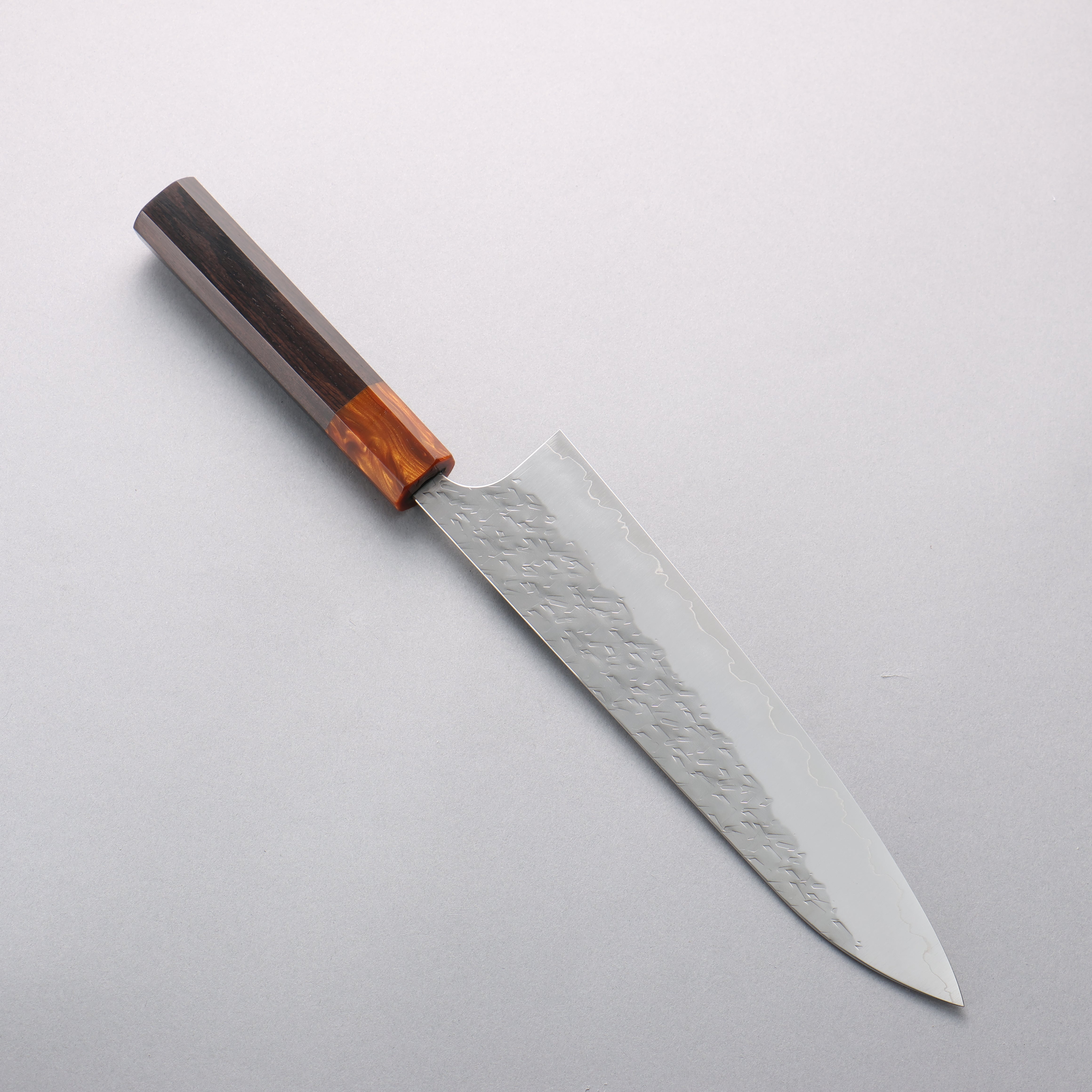 Yoshimi Kato Hyo SG2 Hammered Gyuto 210mm Ebony (ferrule: Orange Resin) Handle - Seisuke Knife