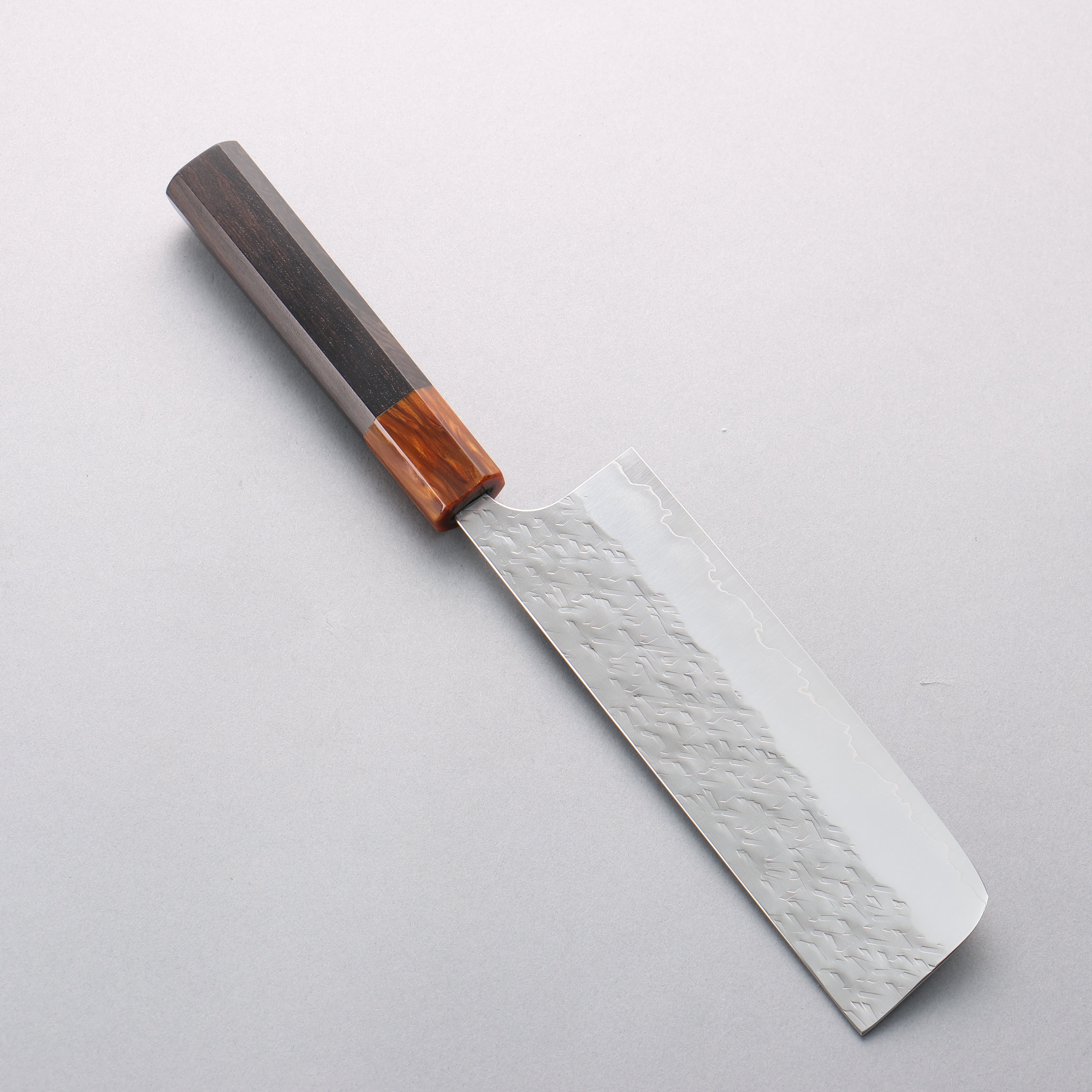 Yoshimi Kato Hyo SG2 Hammered Nakiri 165mm Ebony (ferrule: Orange Resin) Handle - Seisuke Knife