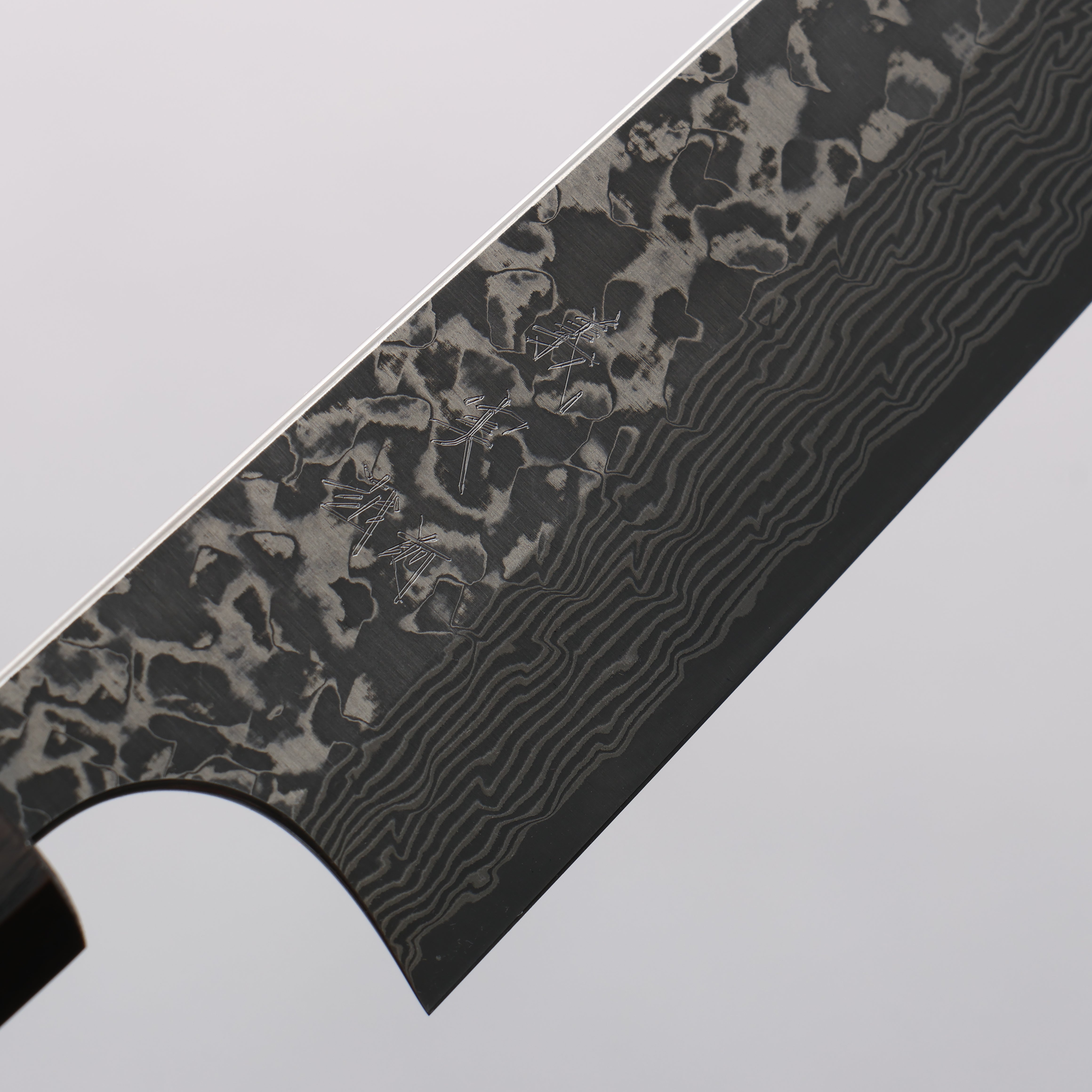 Yoshimi Kato VG10 Black Damascus Small Bunka 130mm Japanese Pagoda Tree (Black Lacquered) Handle - Seisuke Knife