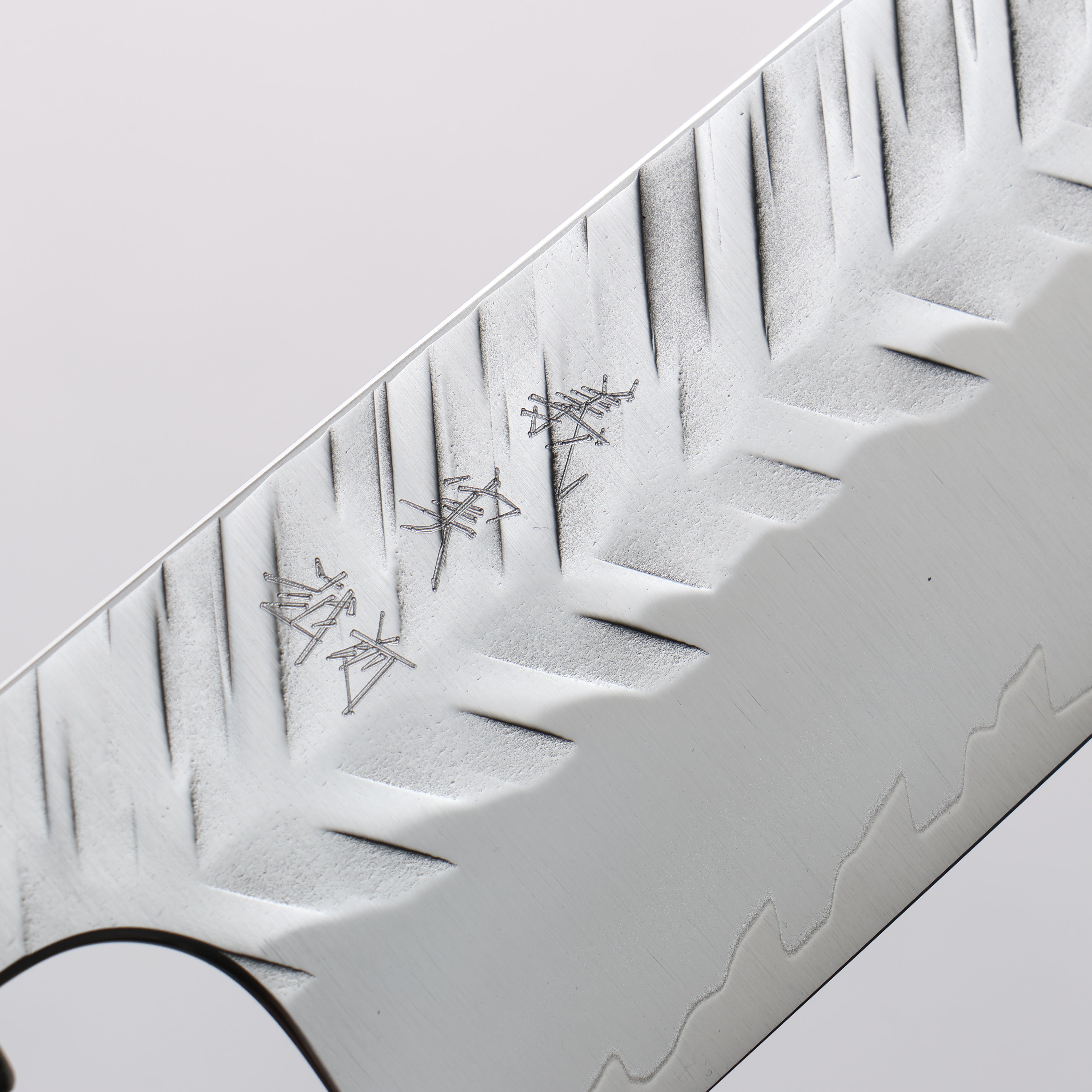 Yoshimi Kato SPG STRIX Hammered (V) Santoku 170mm Gray Stabilized Wood (White Ring) Handle - Seisuke Knife
