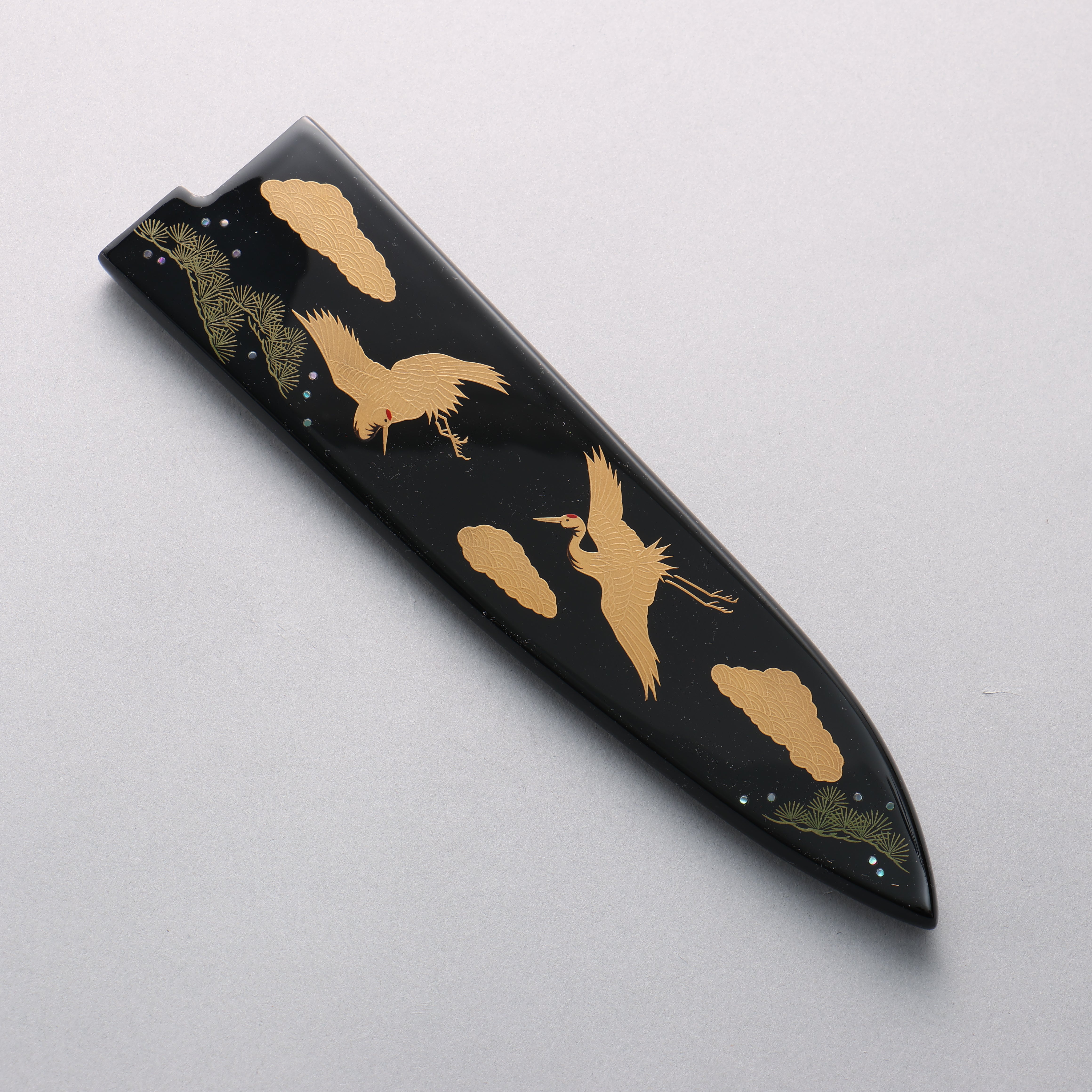 Takeshi Saji Maki-e Art Crane SG2 Diamond Finish Gyuto 210mm Wood(Lacquered) Handle with Sheath - Seisuke Knife