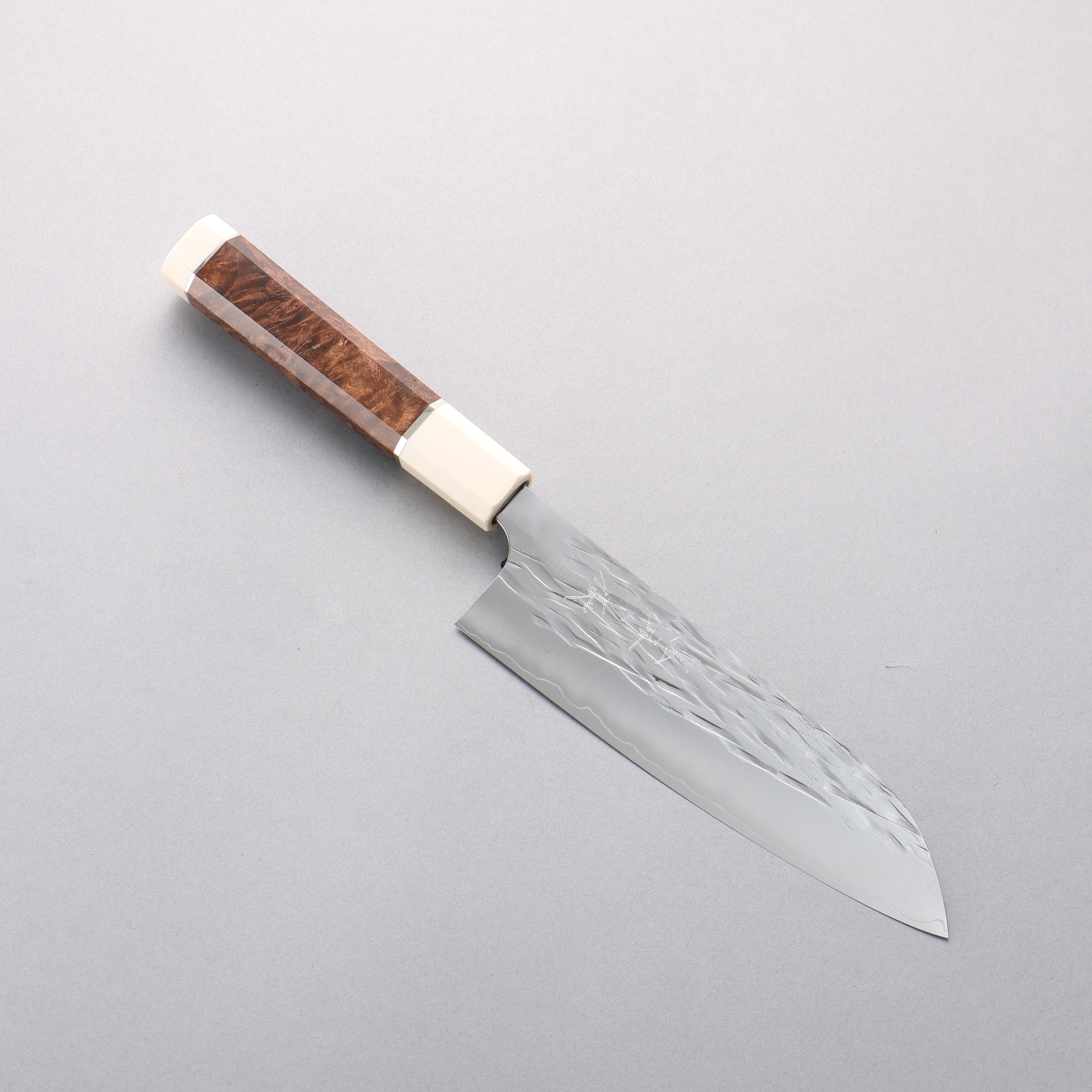Yu Kurosaki Juhyo Cobalt Special Steel Hammered Santoku 170mm Chinese Quince & White Caps Handle - Seisuke Knife