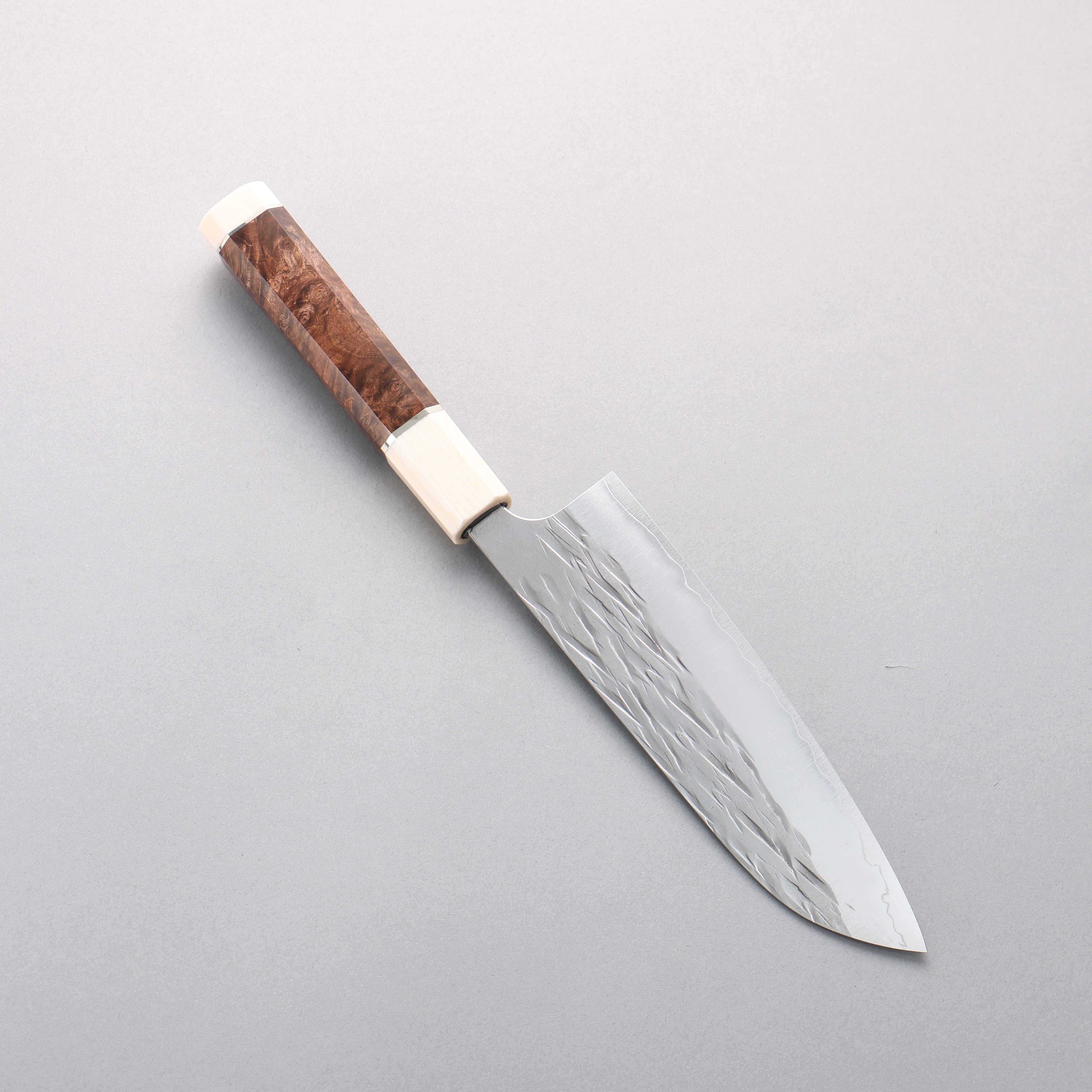 Yu Kurosaki Juhyo Cobalt Special Steel Hammered Santoku 170mm Chinese Quince & White Caps Handle - Seisuke Knife