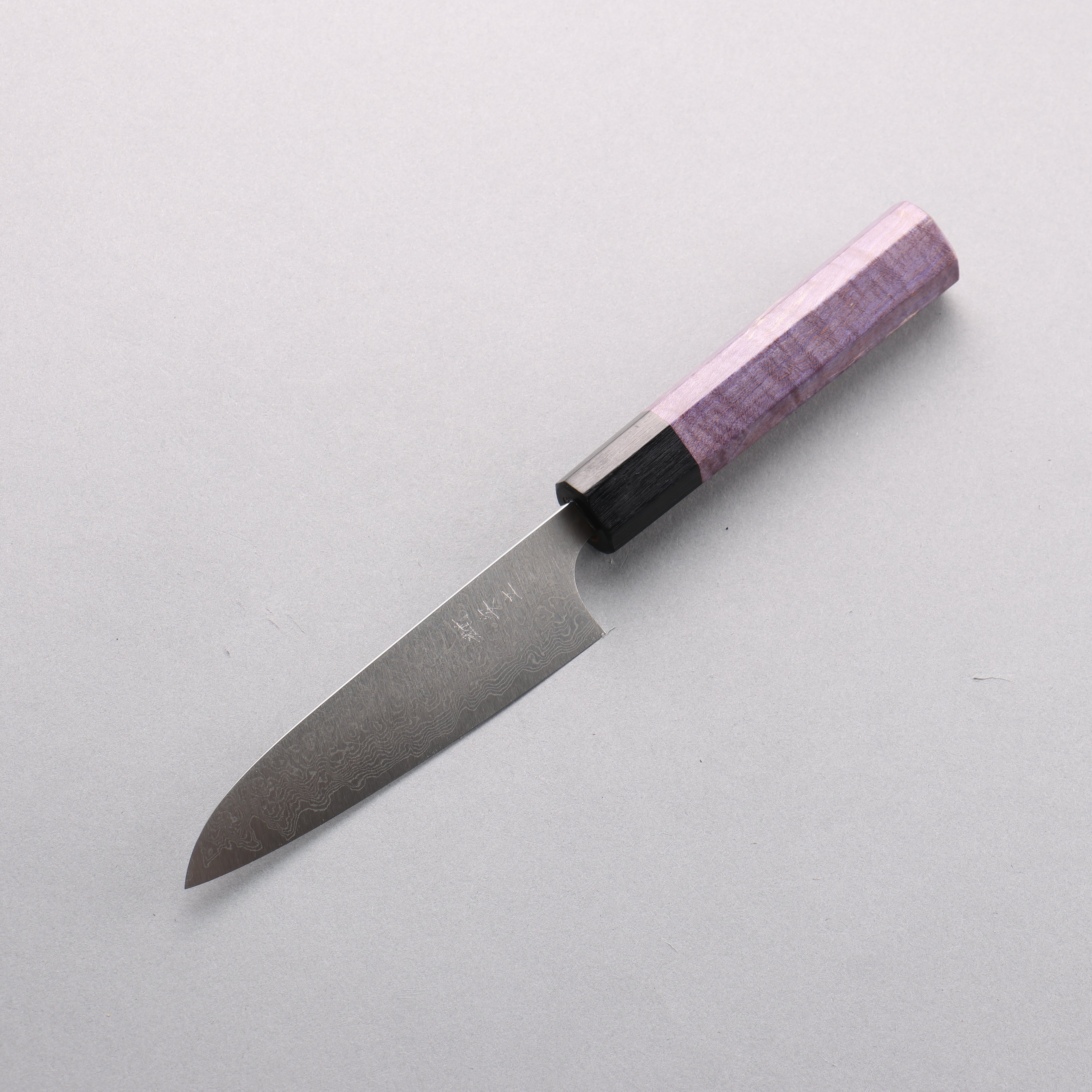 Anryu VG10 Migaki Damascus Petty-Utility 120mm Purple Stabilized Wood Handle - Seisuke Knife