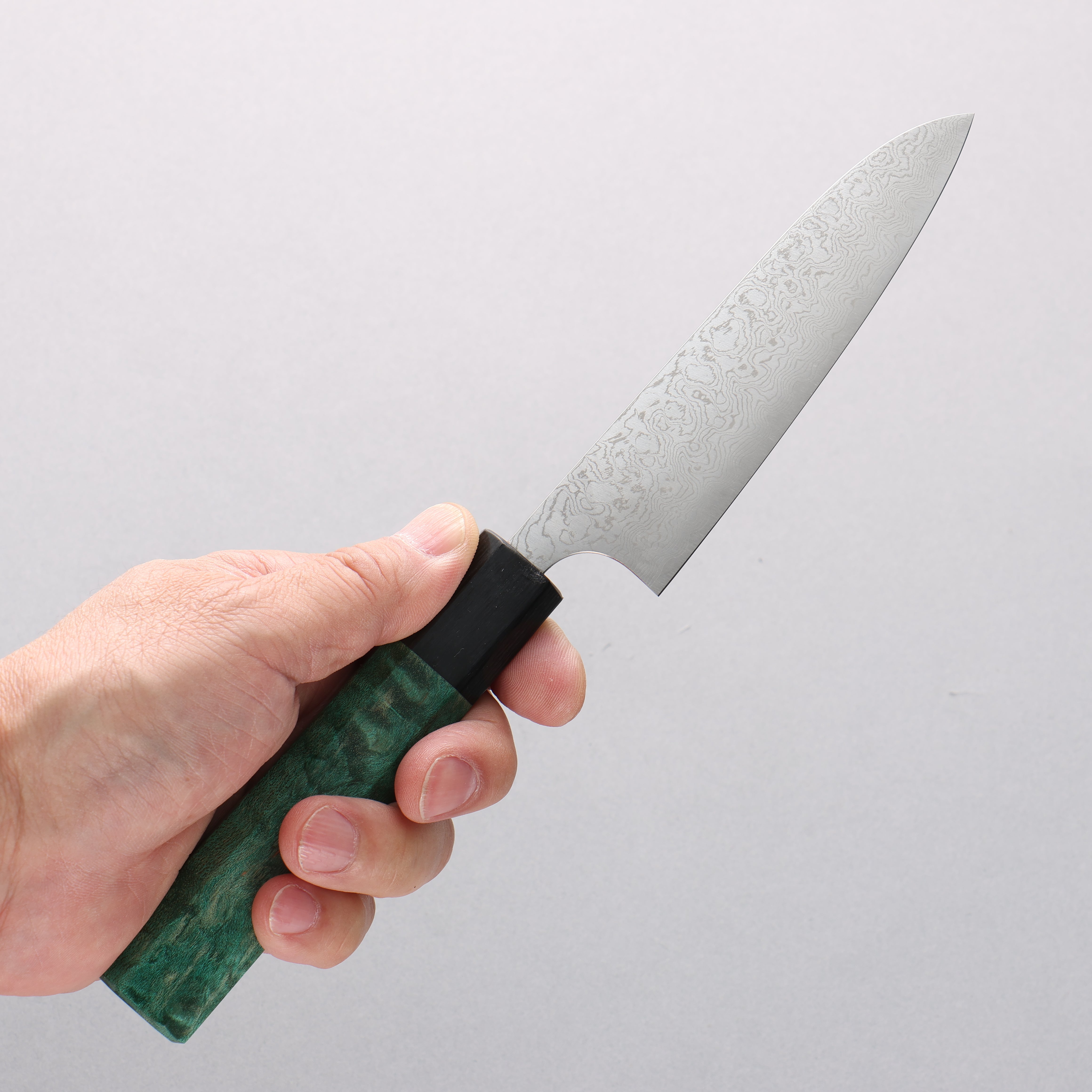 Anryu VG10 Migaki Damascus Petty-Utility 120mm Green Stabilized Wood Handle - Seisuke Knife