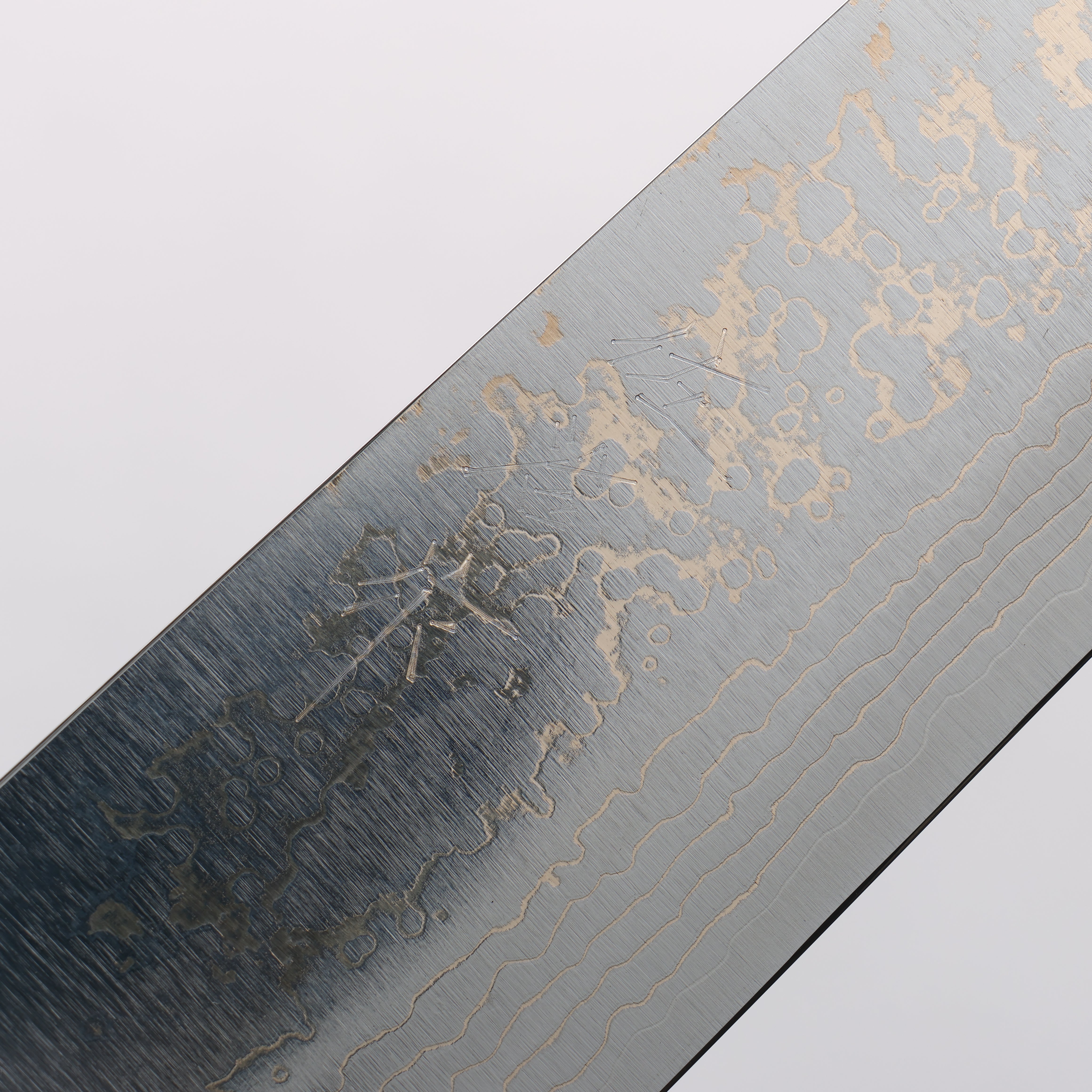 Takeshi Saji VG10w Colored Damascus Migaki Finished Sujihiki 270mm Pine Cone & Blue Acrylic Handle - Seisuke Knife