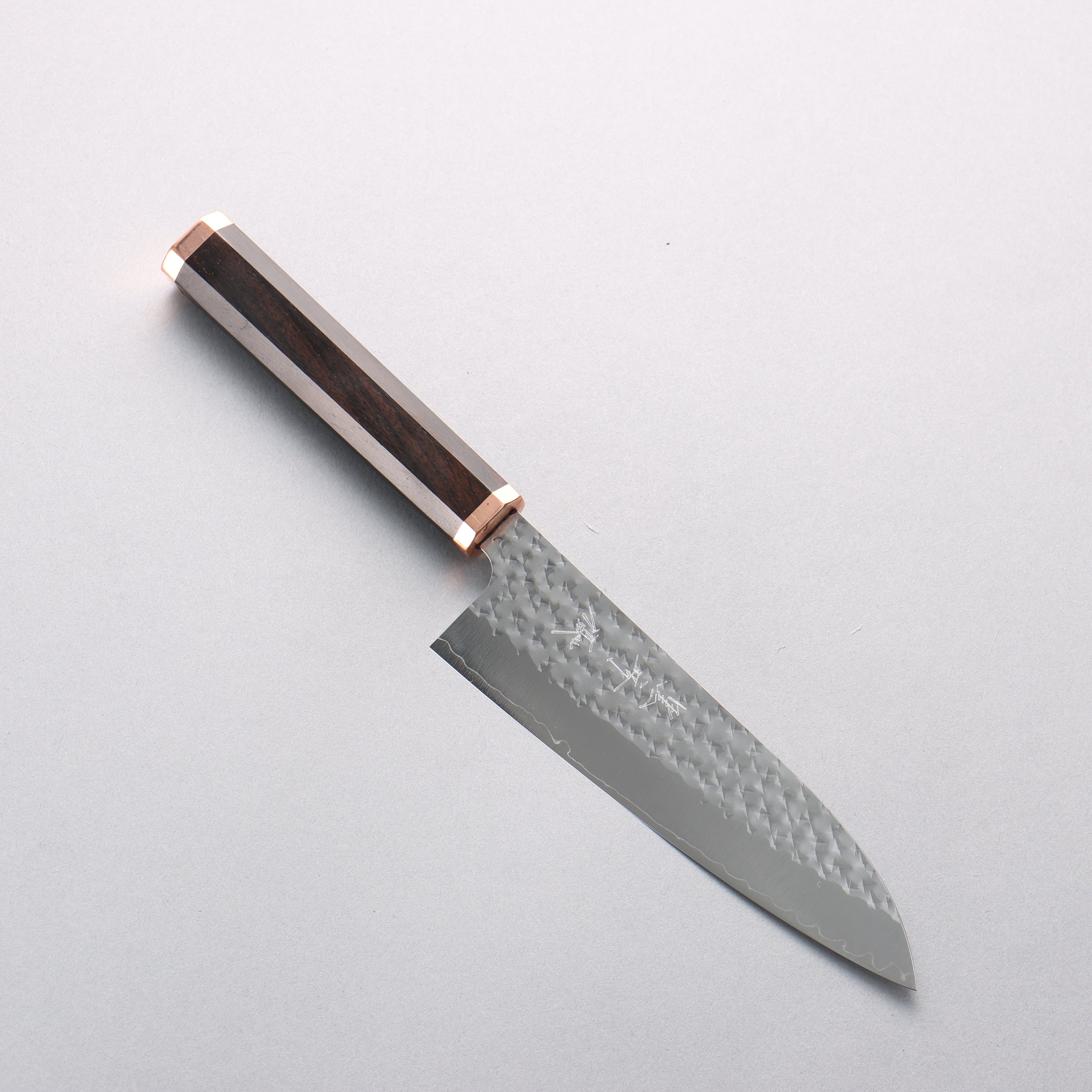 Yu Kurosaki Senko Ryu SG2 Hammered Small Santoku 150mm Ebony & Copper Handle - Seisuke Knife