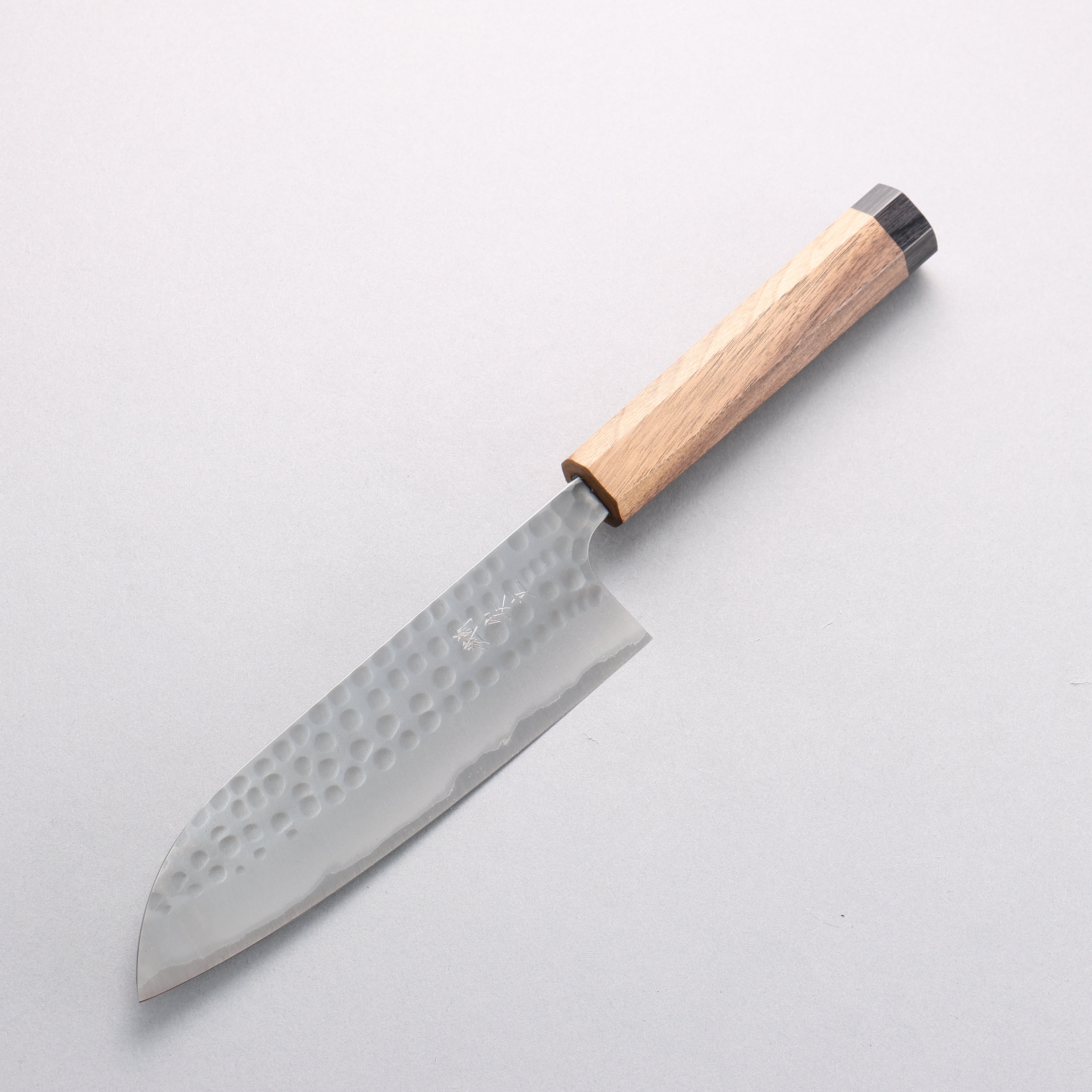 Anryu Blue Super Hammered Santoku 170mm Walnut (Black End Ferrule) Handle - Seisuke Knife