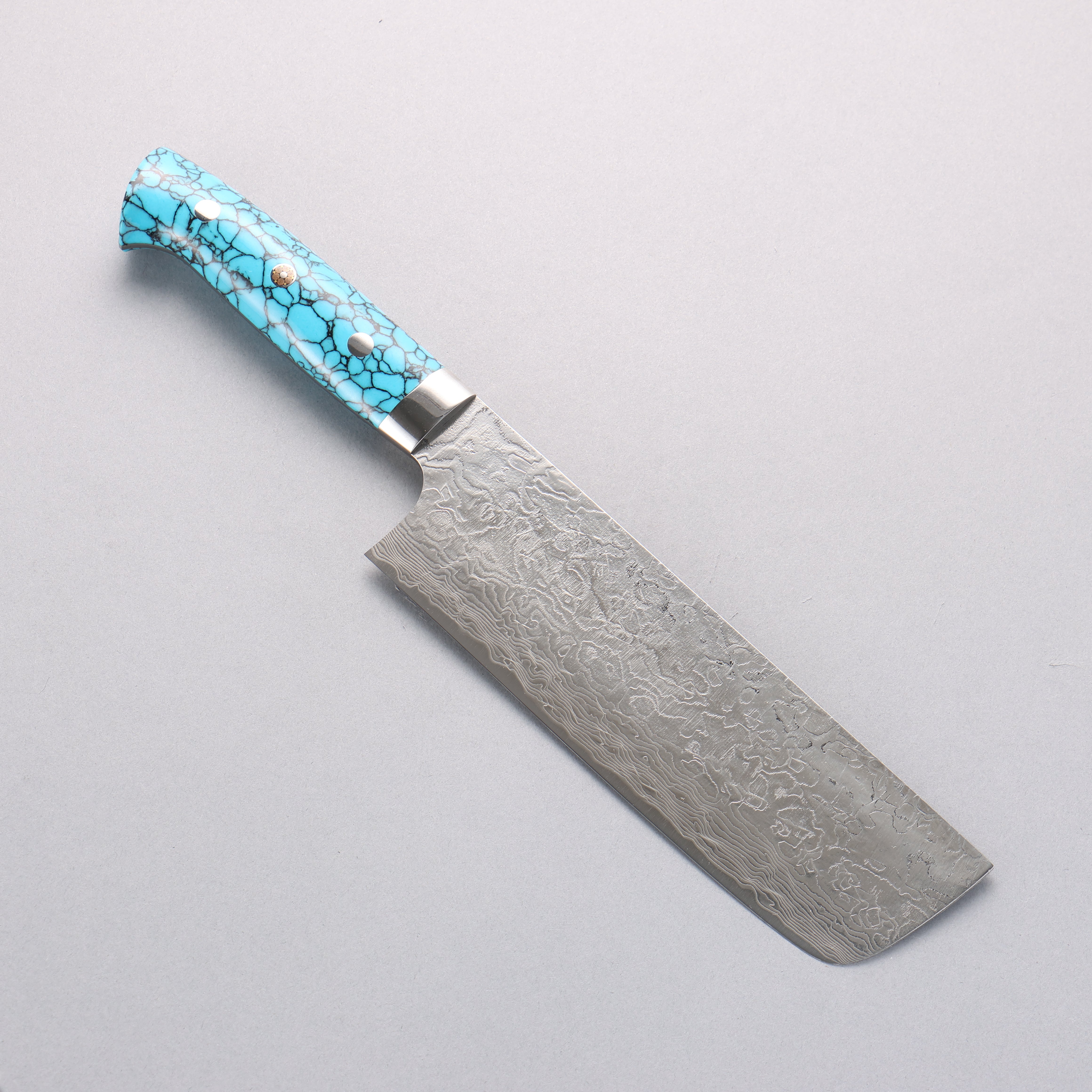 Takeshi Saji SG2 Diamond Finish Nakiri 170mm Blue Turquoise Handle - Seisuke Knife