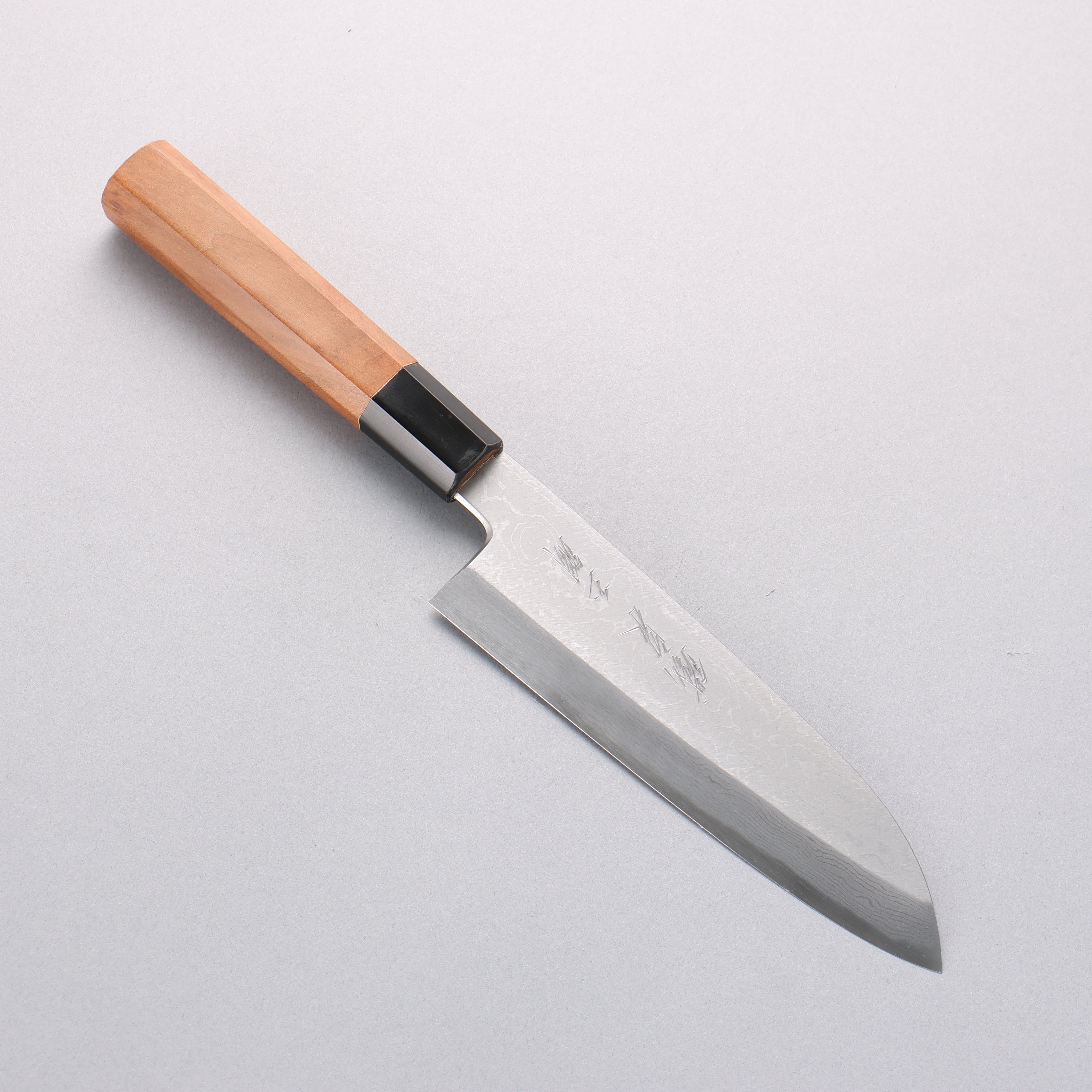Tessen by Yamatsuka Tamahagane Damascus Santoku 165mm Wild Cherry Handle - Seisuke Knife